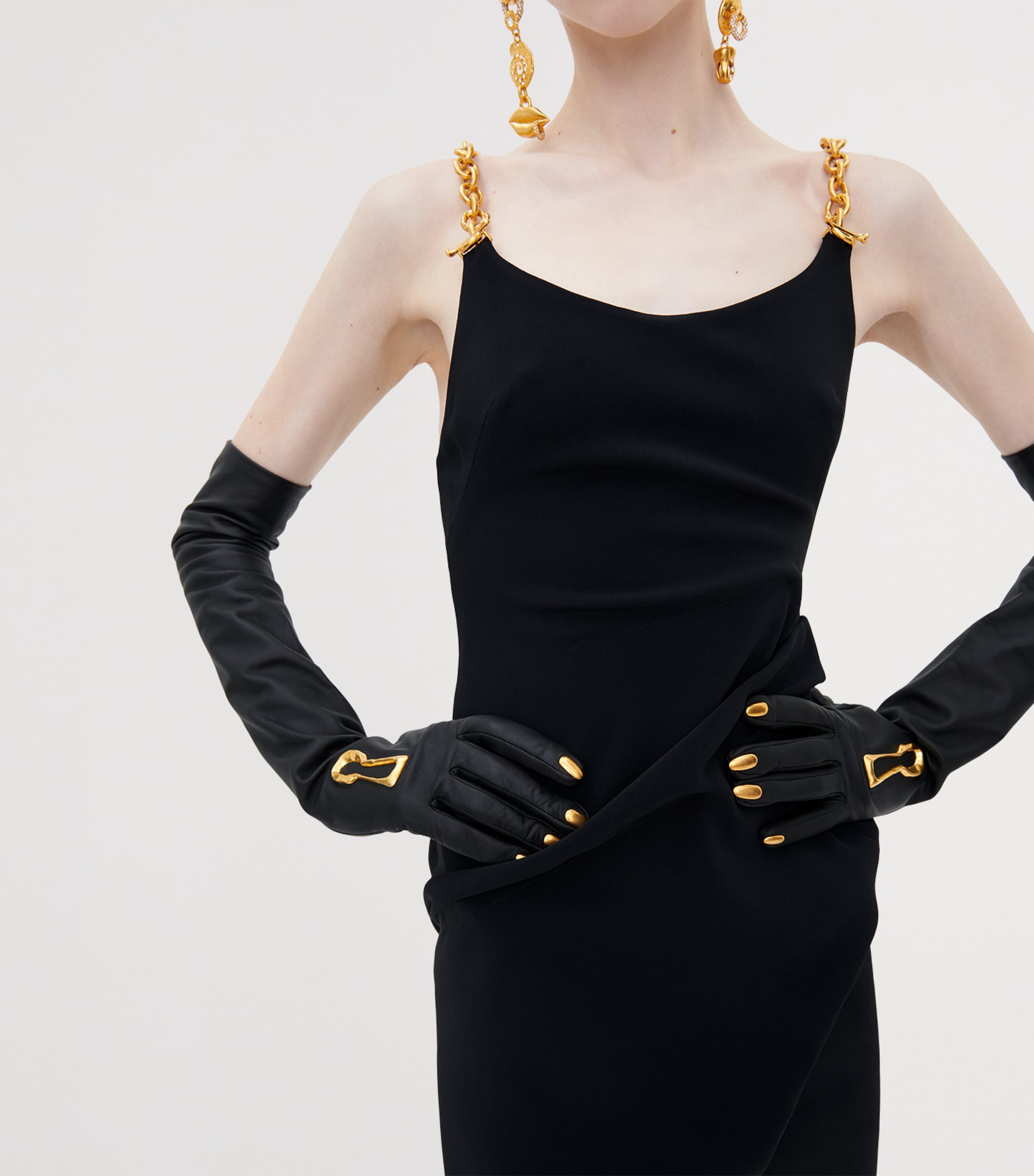 Schiaparelli Womens Chain Twisted Midi Dress Black Image 4