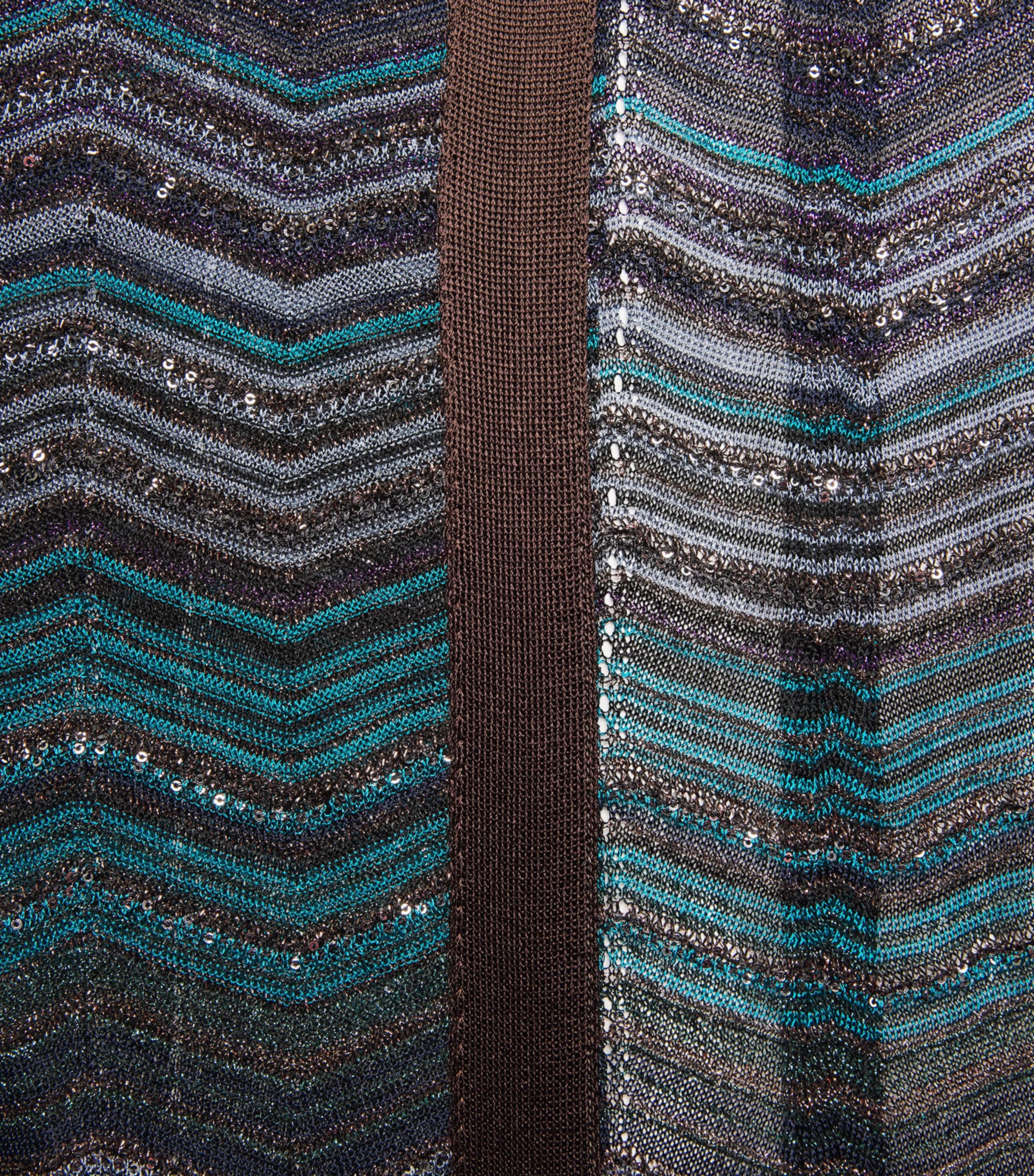 Embellished Zigzag Long Cardigan SM9ZT DARK/BLUE TONE Image 5