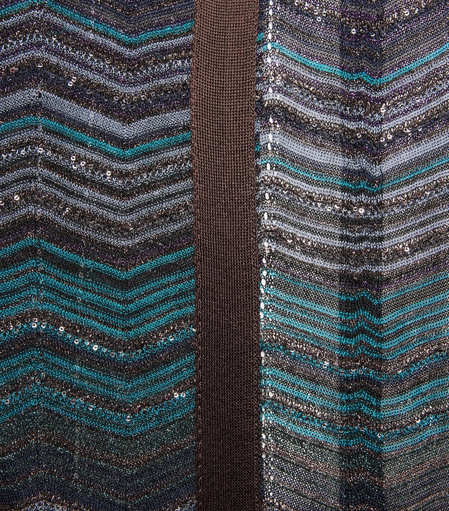 Embellished Zigzag Long Cardigan SM9ZT DARK/BLUE TONE Image 5