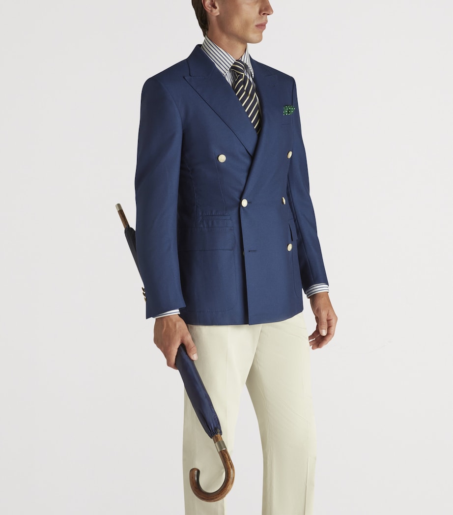 Wooden Handle Long Umbrella 410NAVY Image 3