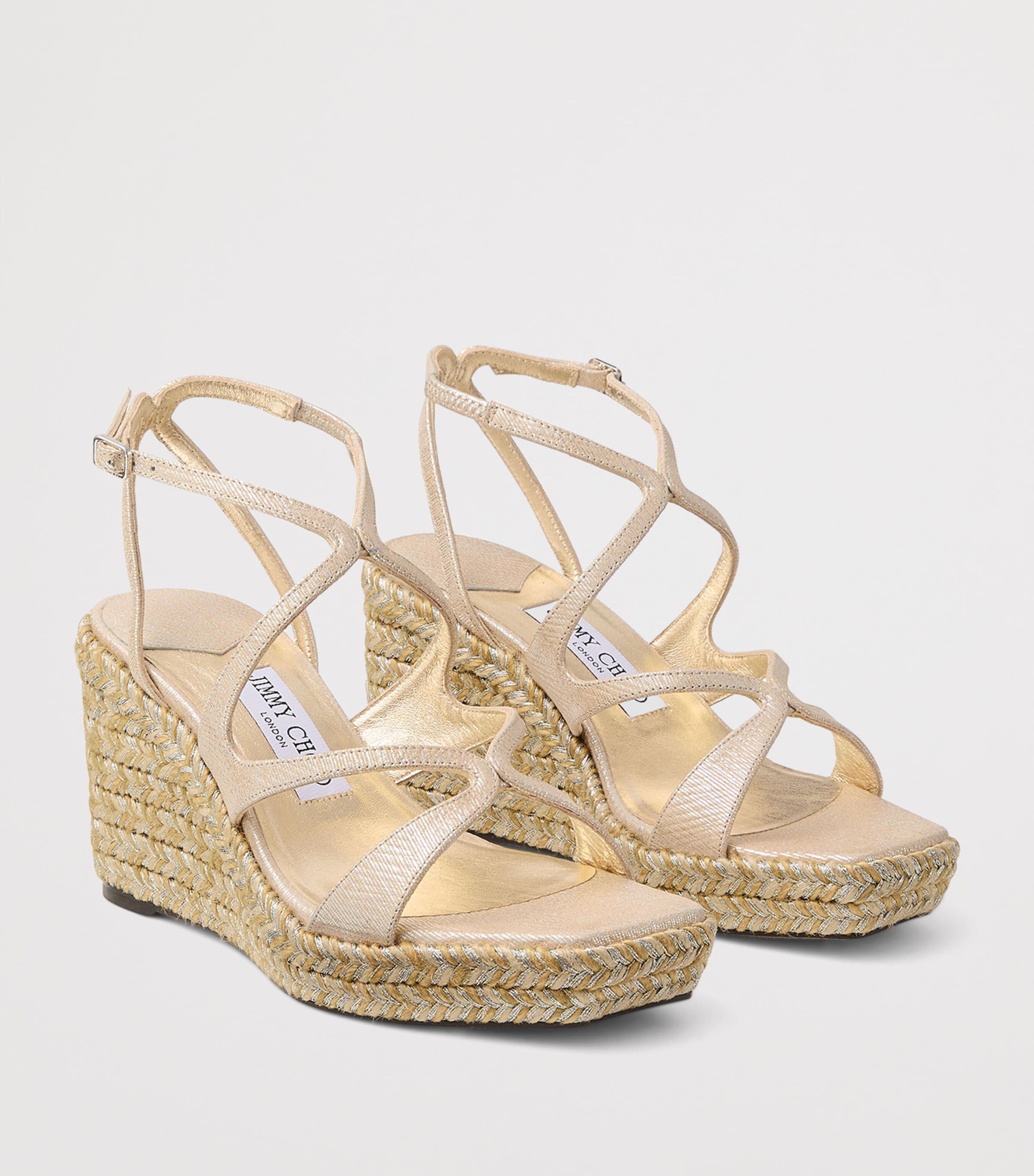 Ayla 85 Metallic Leather Wedge Sandals SOFT GOLD Image 4