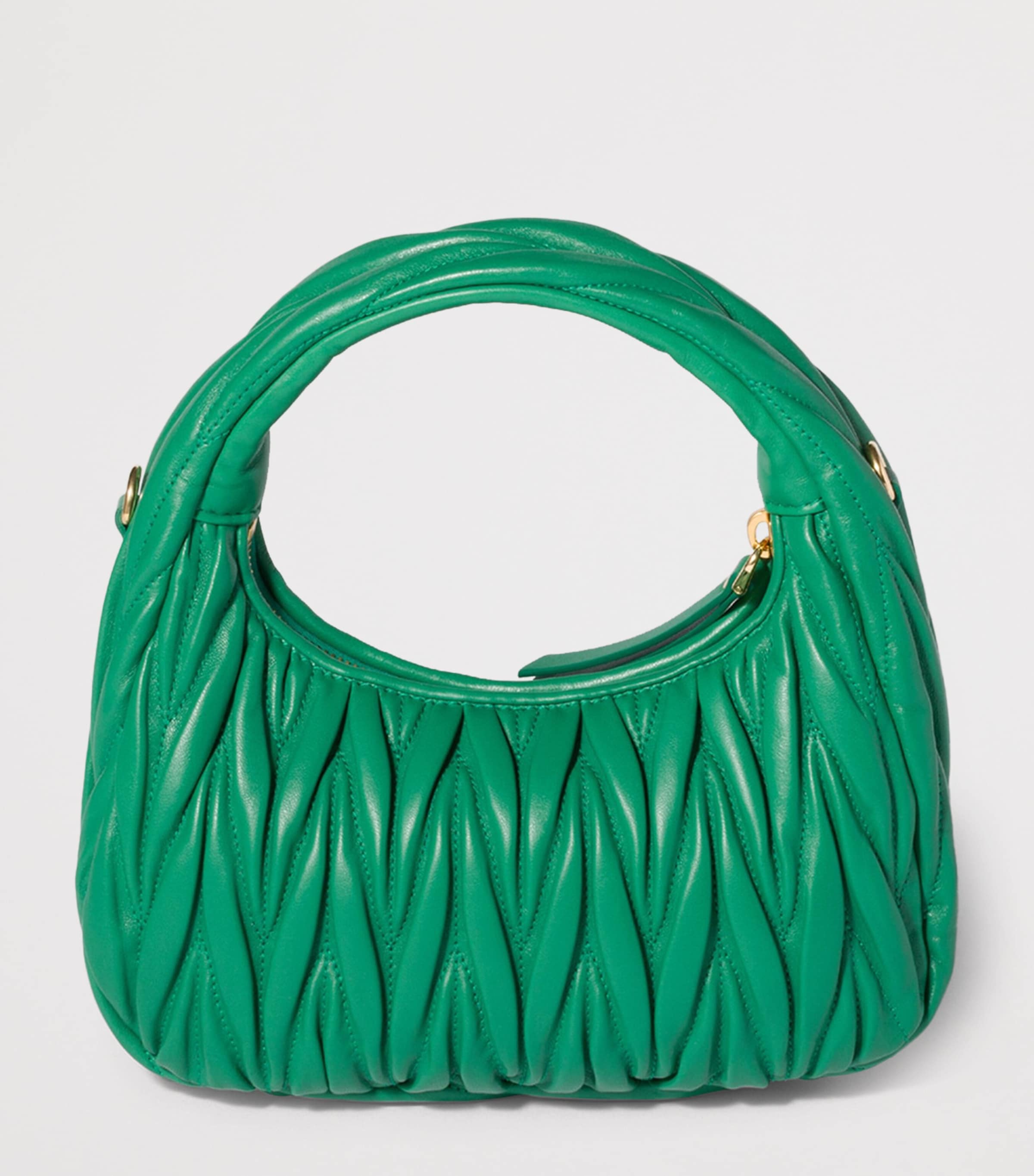 Miu Miu Matelassé Leather Wander Top-Handle Bag Green Image 3