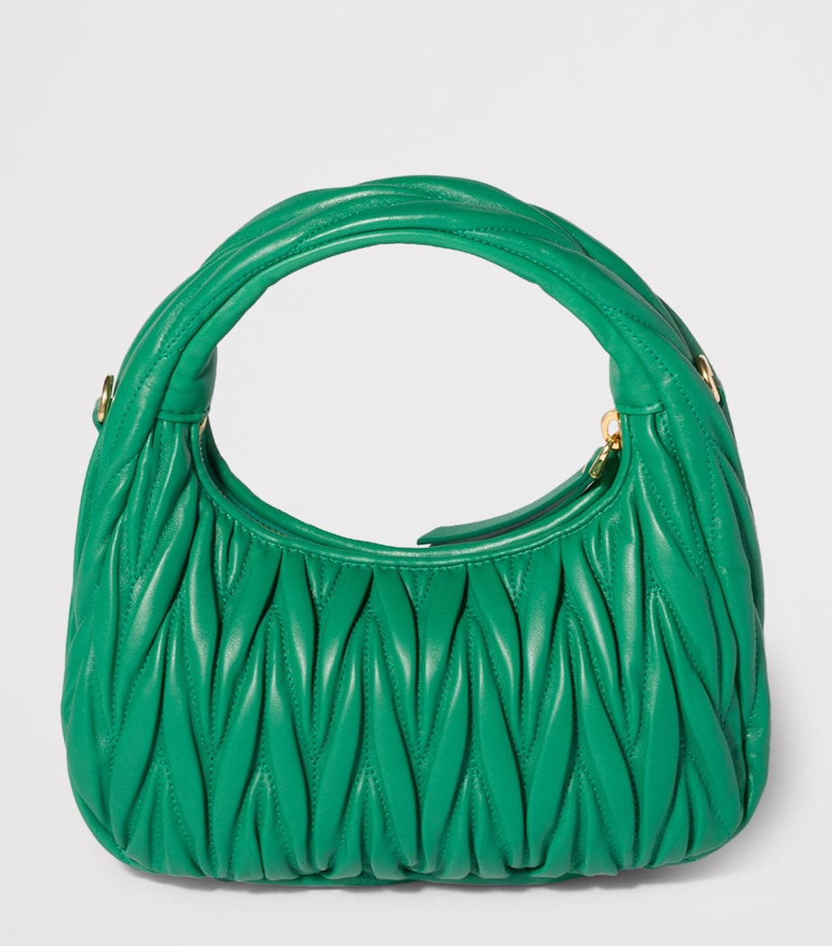 Miu Miu Matelassé Leather Wander Top-Handle Bag Green Image 3