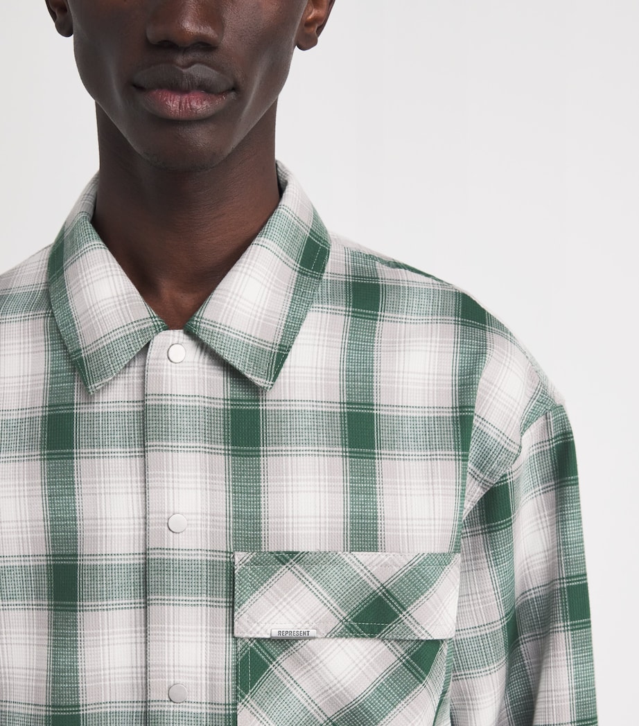 Cotton Check Flannel Shirt DARK GREEN Image 6