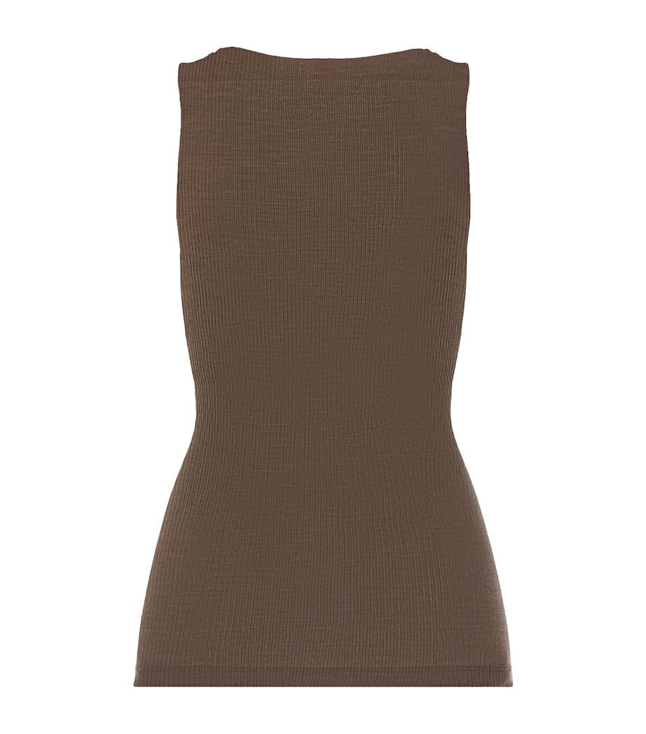 Hanro Womens Wool-Silk Square-Neck Tank Top Natural Teak Image 3