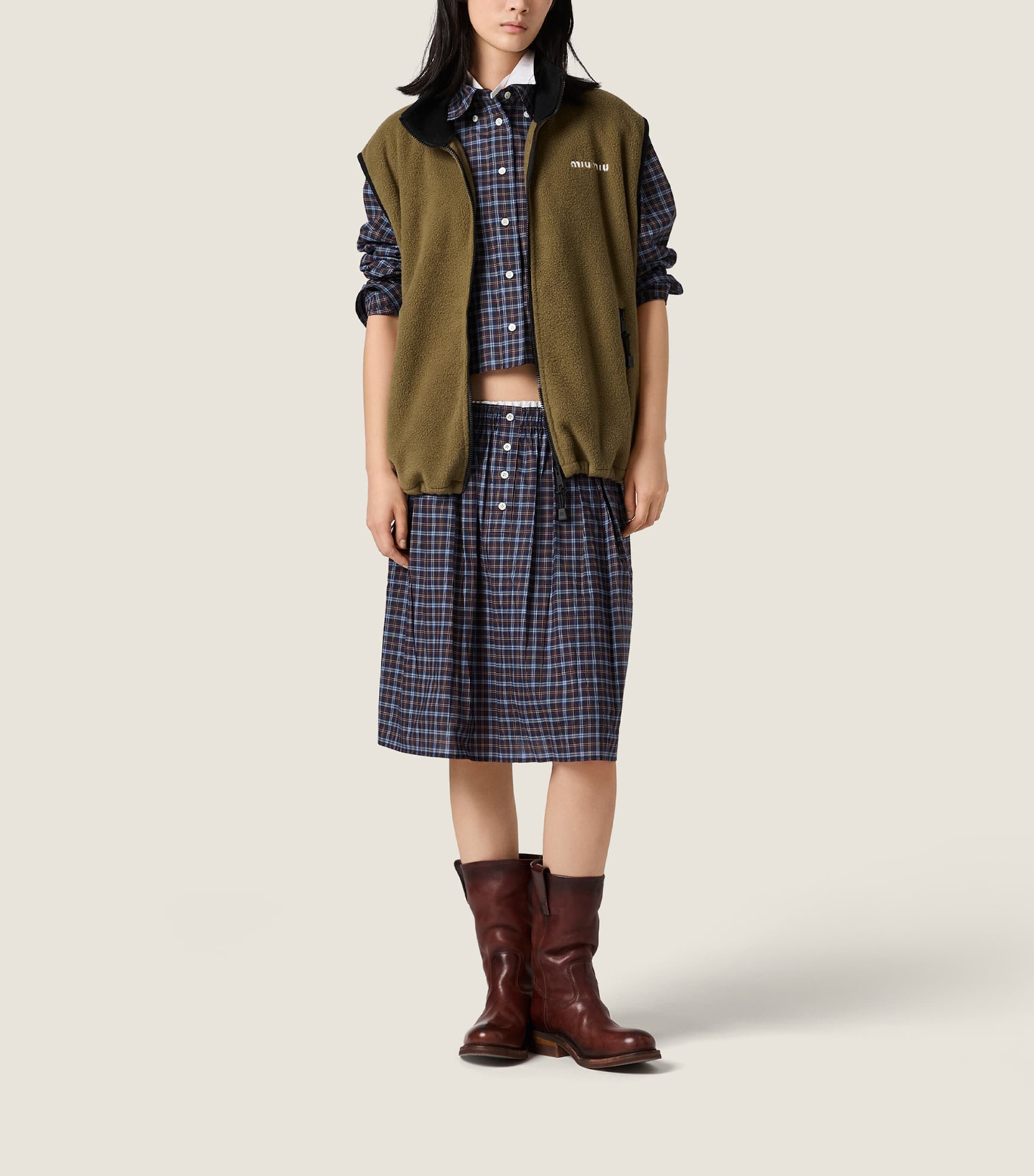 Miu Miu Womens Fleece Jersey Gilet Green Image 2