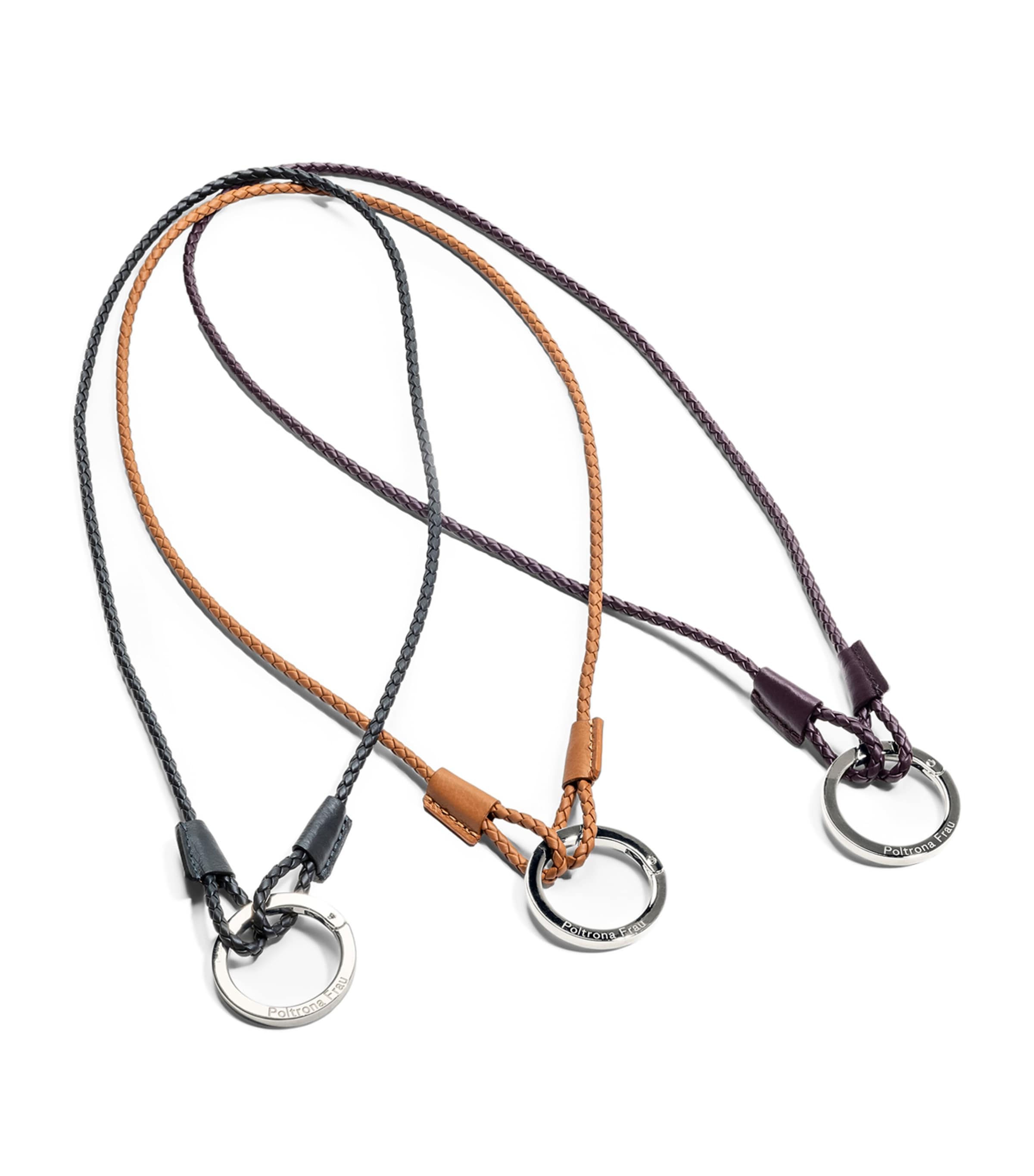 Poltrona Frau Leather Woven Keychain Cammello Image 2