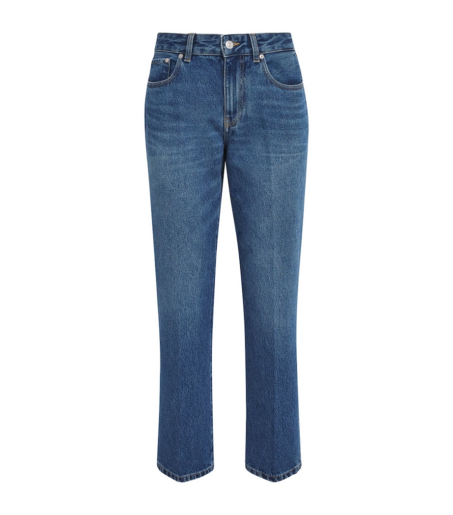 Victoria Beckham Womens Low-Rise Flared Jeans Mid Blue Wash Image 1