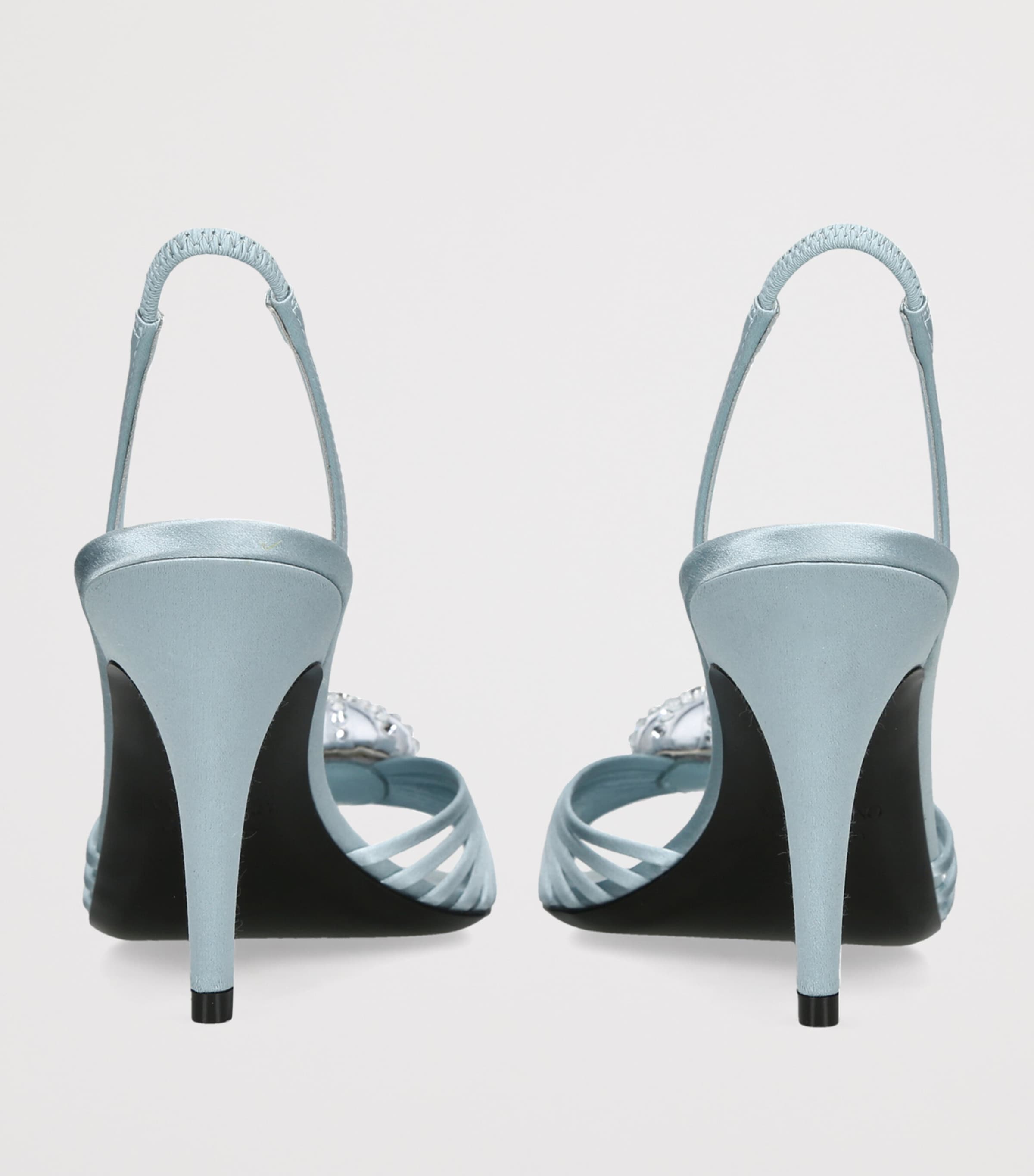 Valentino Garavani Satin Royal Slingback Heels 85 Pale Blue Image 2