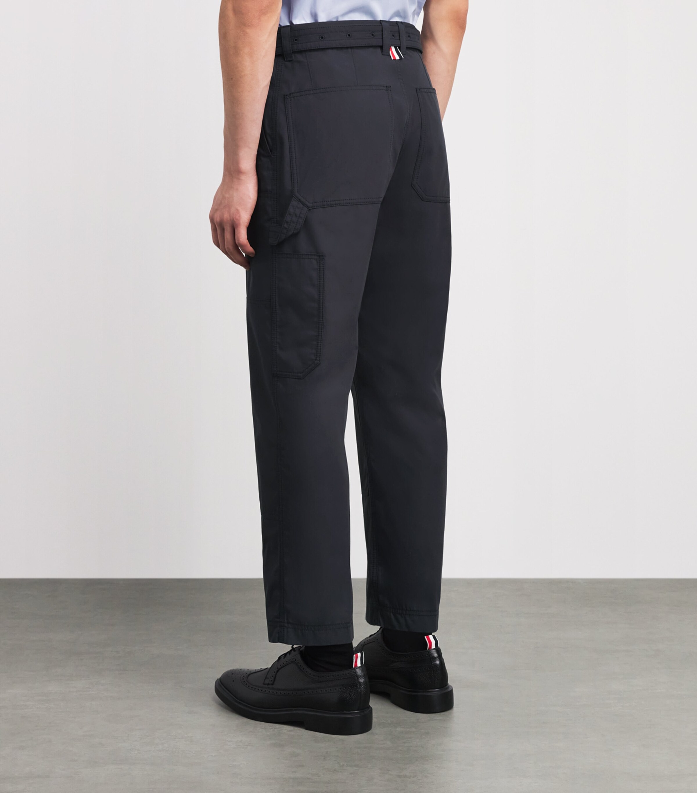 Thom Browne Mens Cotton Cargo-Pocket Straight Trousers Navy Image 5