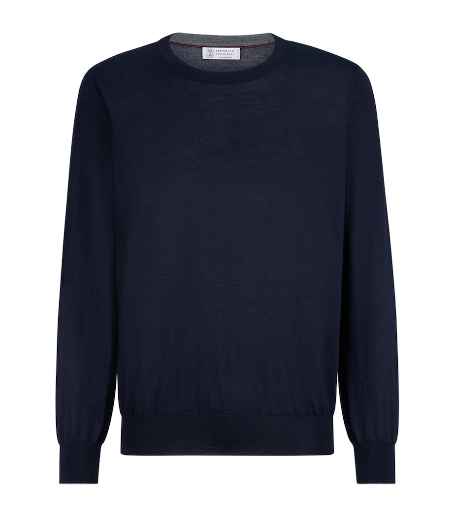 Brunello Cucinelli Mens Cashmere-Silk Crew-Neck Sweater Image 1