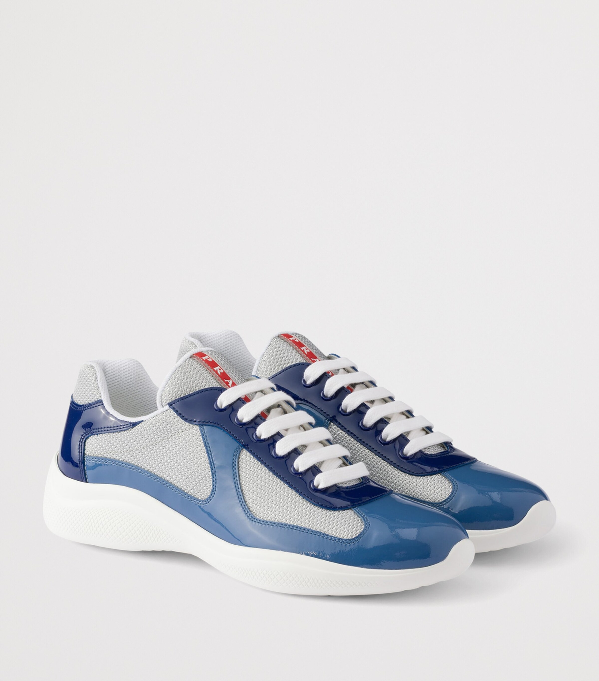 Prada Patent Leather-Mesh America's Cup Sneakers Blue Image 2