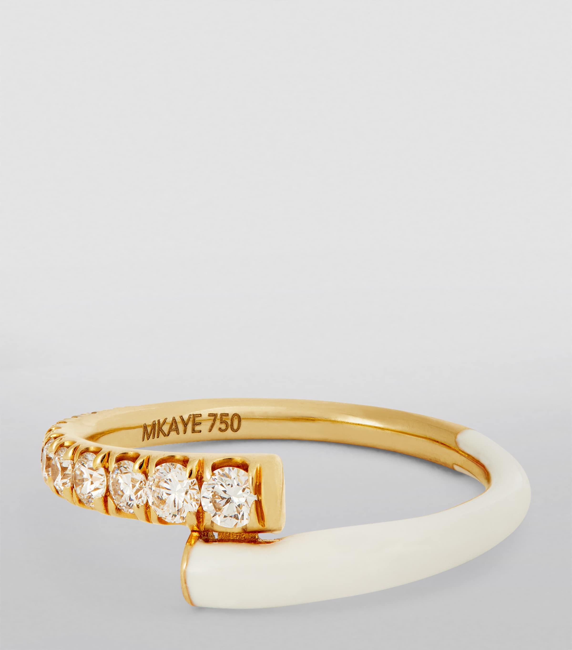 Melissa Kaye Yellow Gold, Diamond and Enamel Lola Ring White Image 3