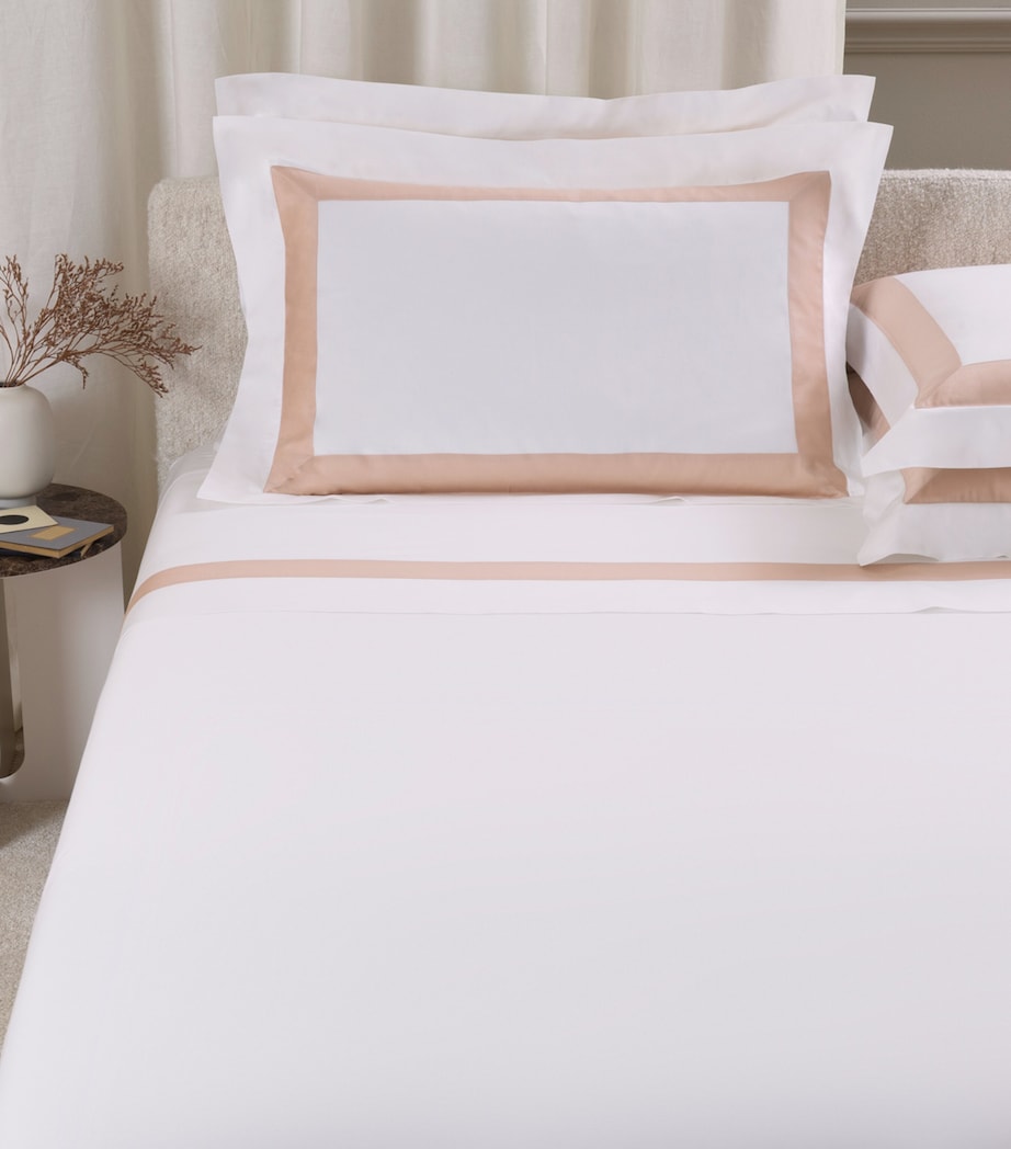 Frette Cotton Breeze Border Double Sheet Set (240cm x 305cm) Milk/misty Bl Image 3