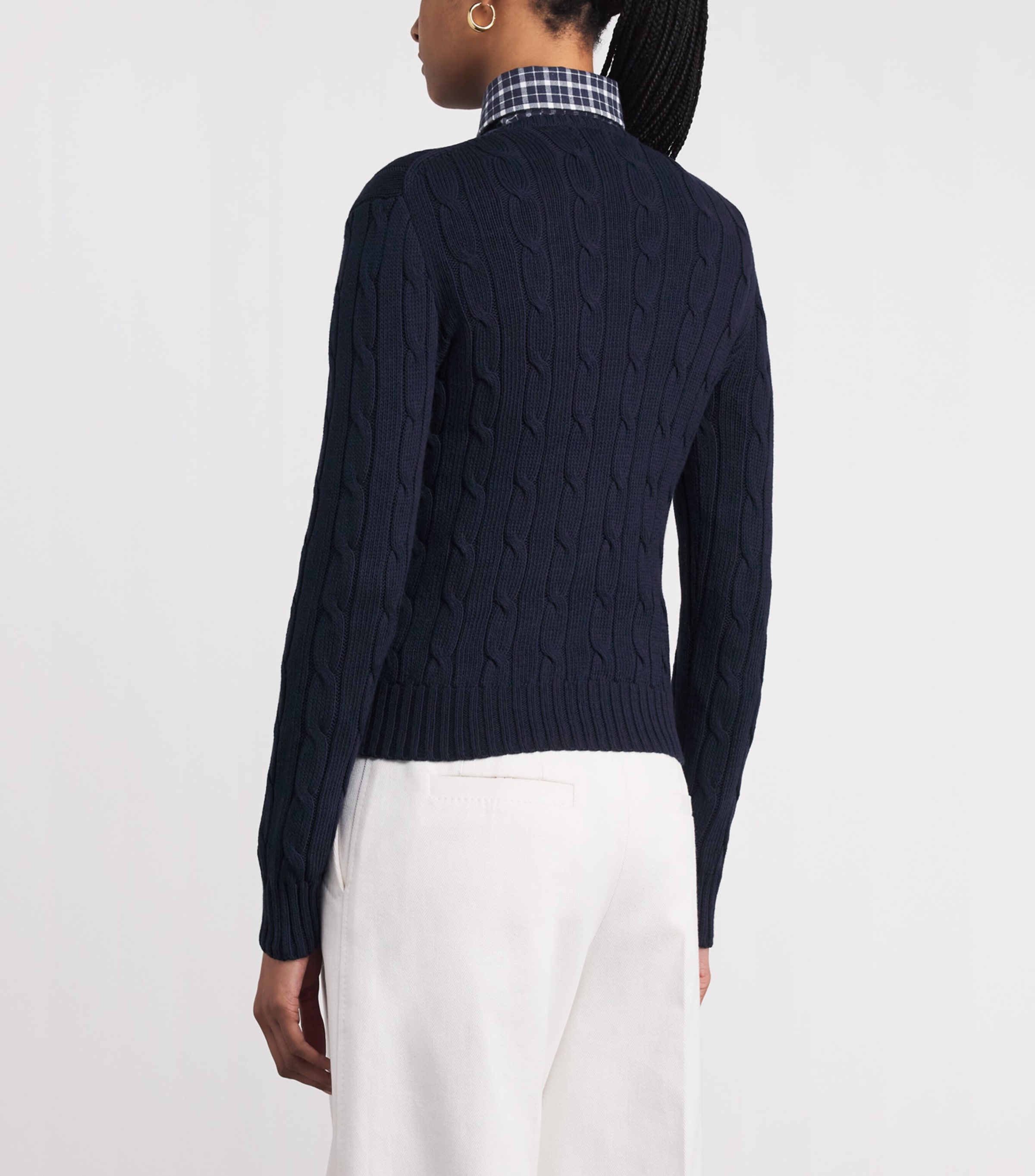 Cotton Cable-Knit Sweater HUNTER NAVY Image 7