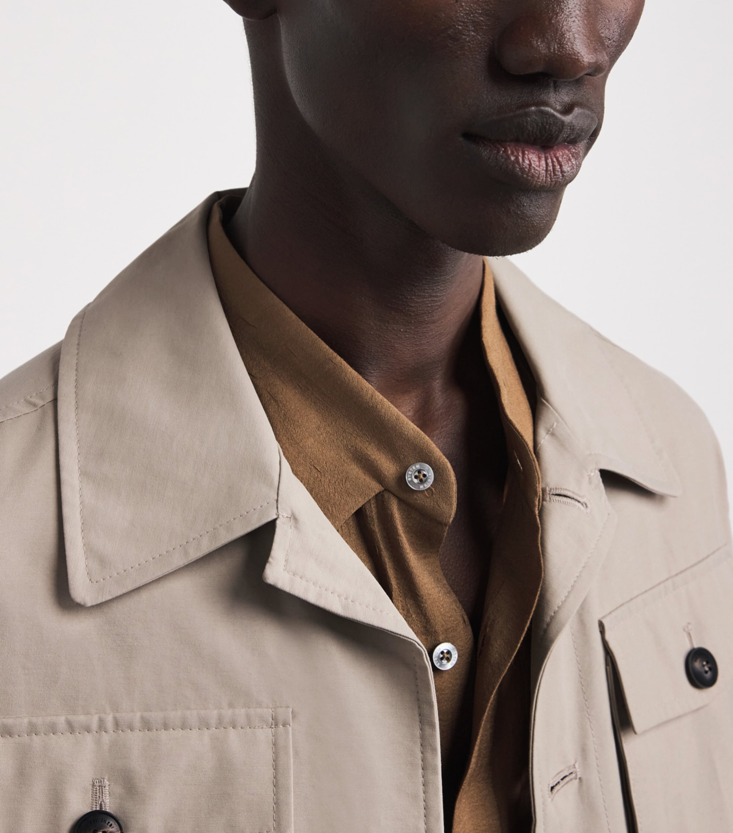 Pal Zileri Mens Cotton-Blend Field Jacket Light Brown Image 3