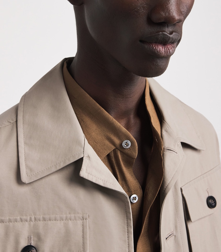 Pal Zileri Mens Cotton-Blend Field Jacket Light Brown Image 3