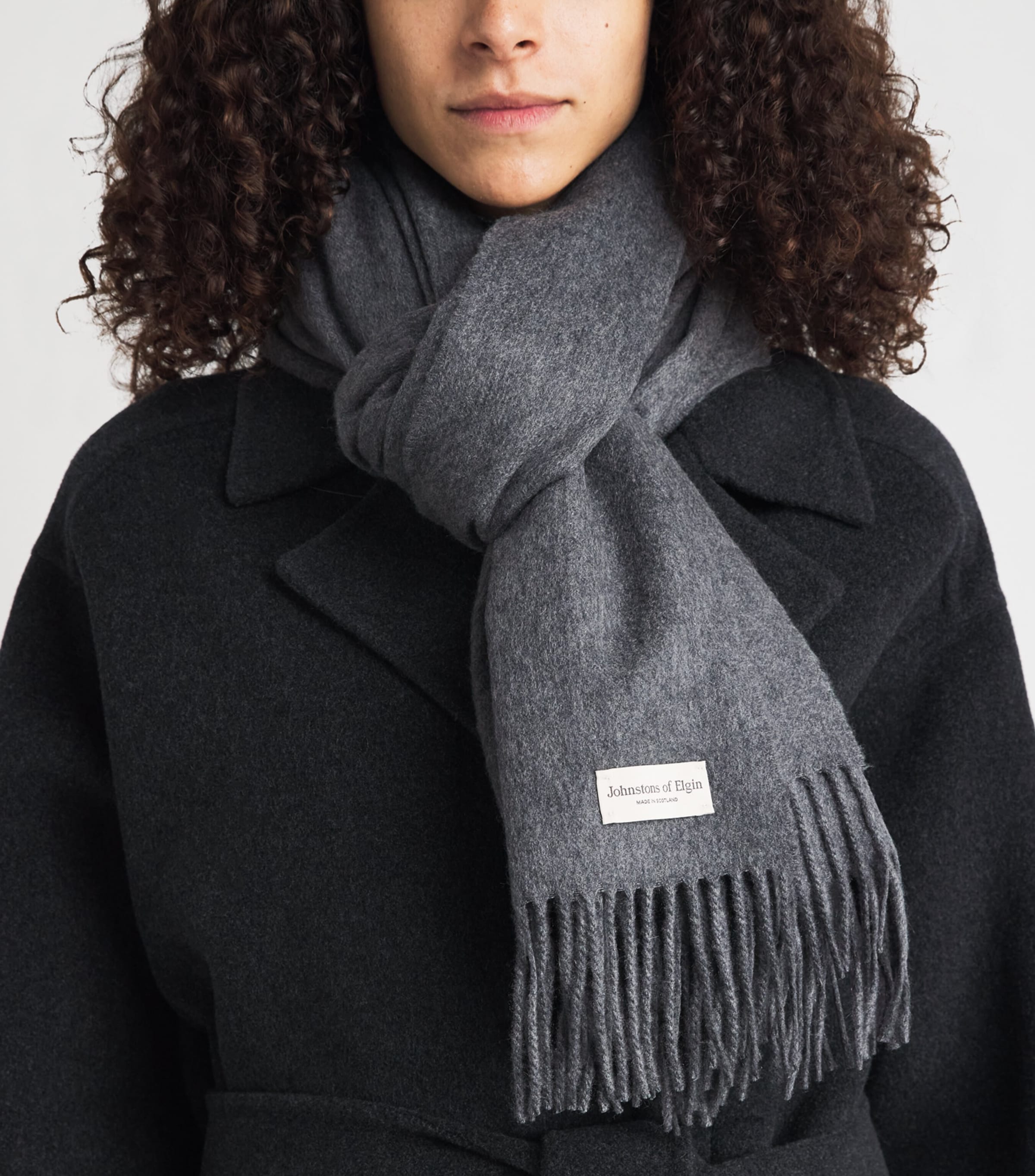 Johnstons Of Elgin Cashmere Wide Scarf Mid Grey Image 2
