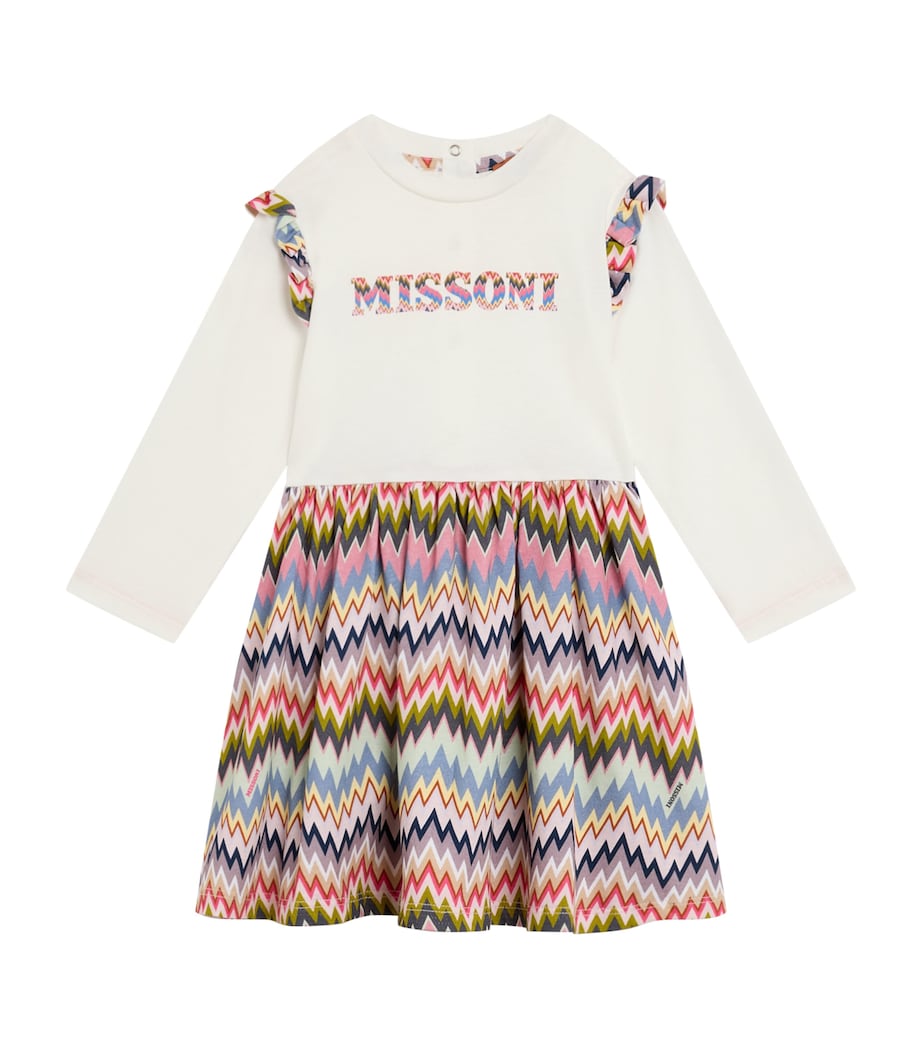 Zigzag Logo Dress (6-36 Months) 101MCIVORY/COLOURFUL Image 1