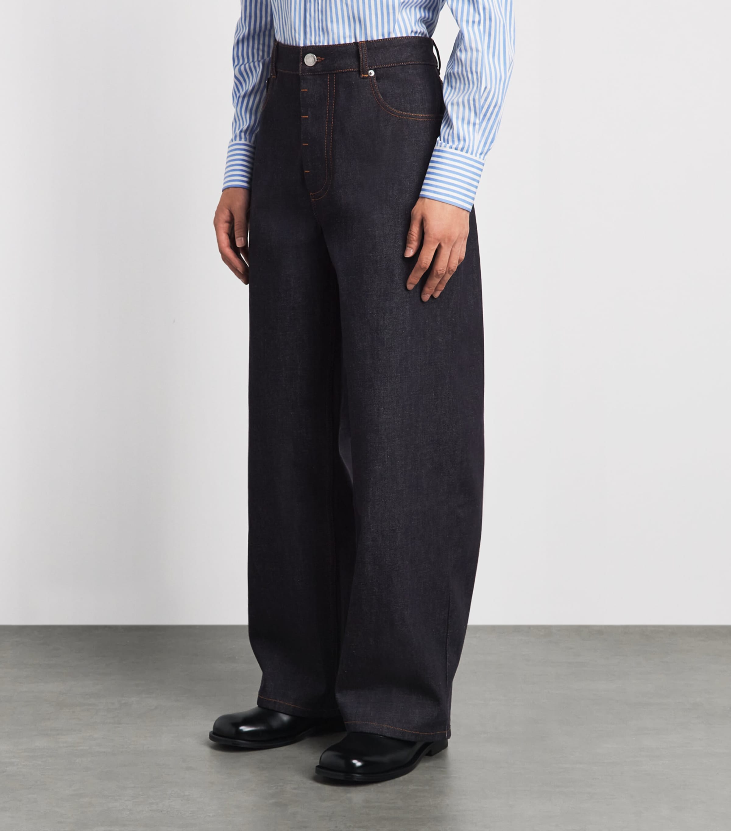 AMI Paris Mens Wide-Leg Jeans Indigo Image 4