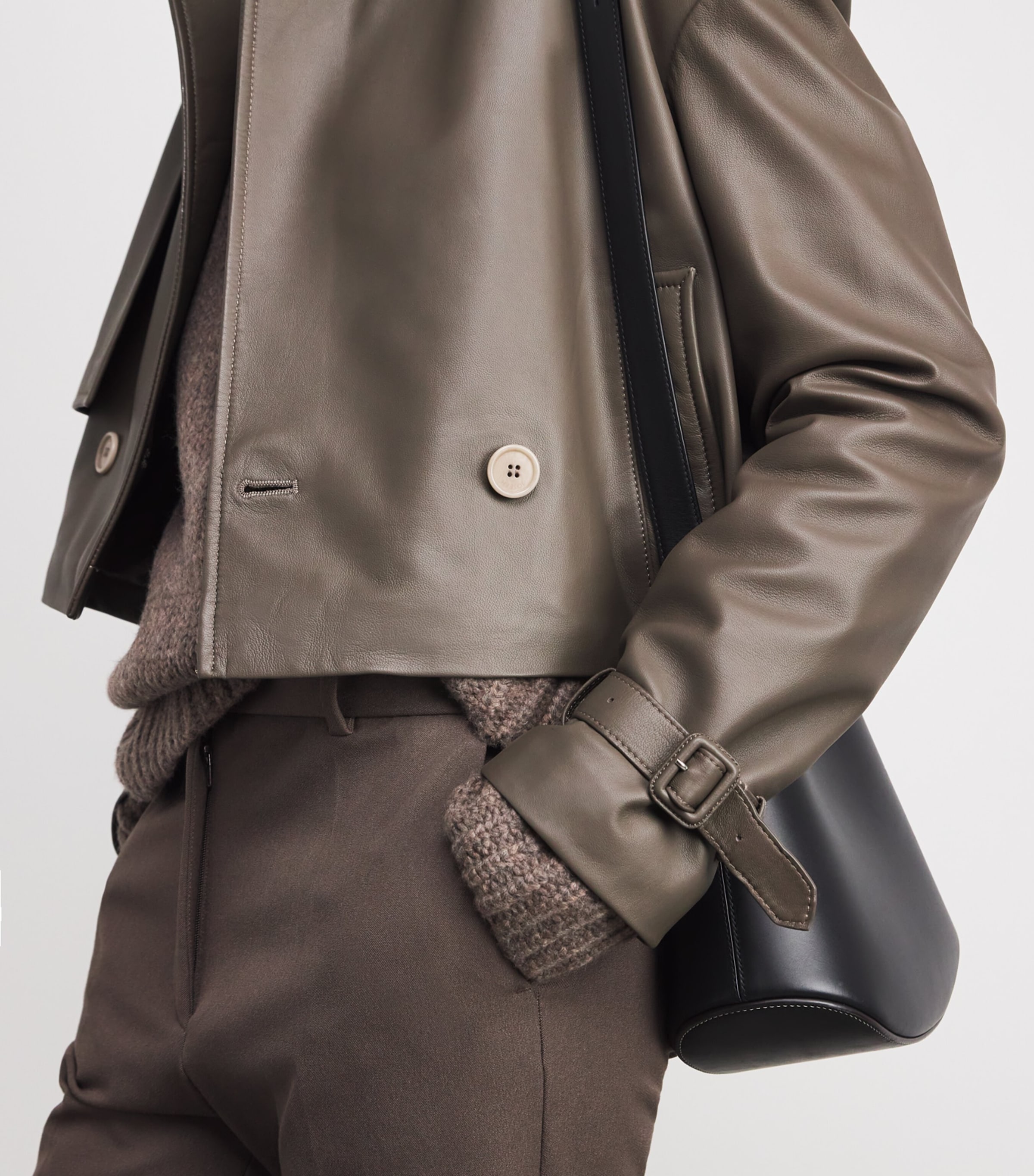 Blaise Leather Jacket MUSHROOM Image 6