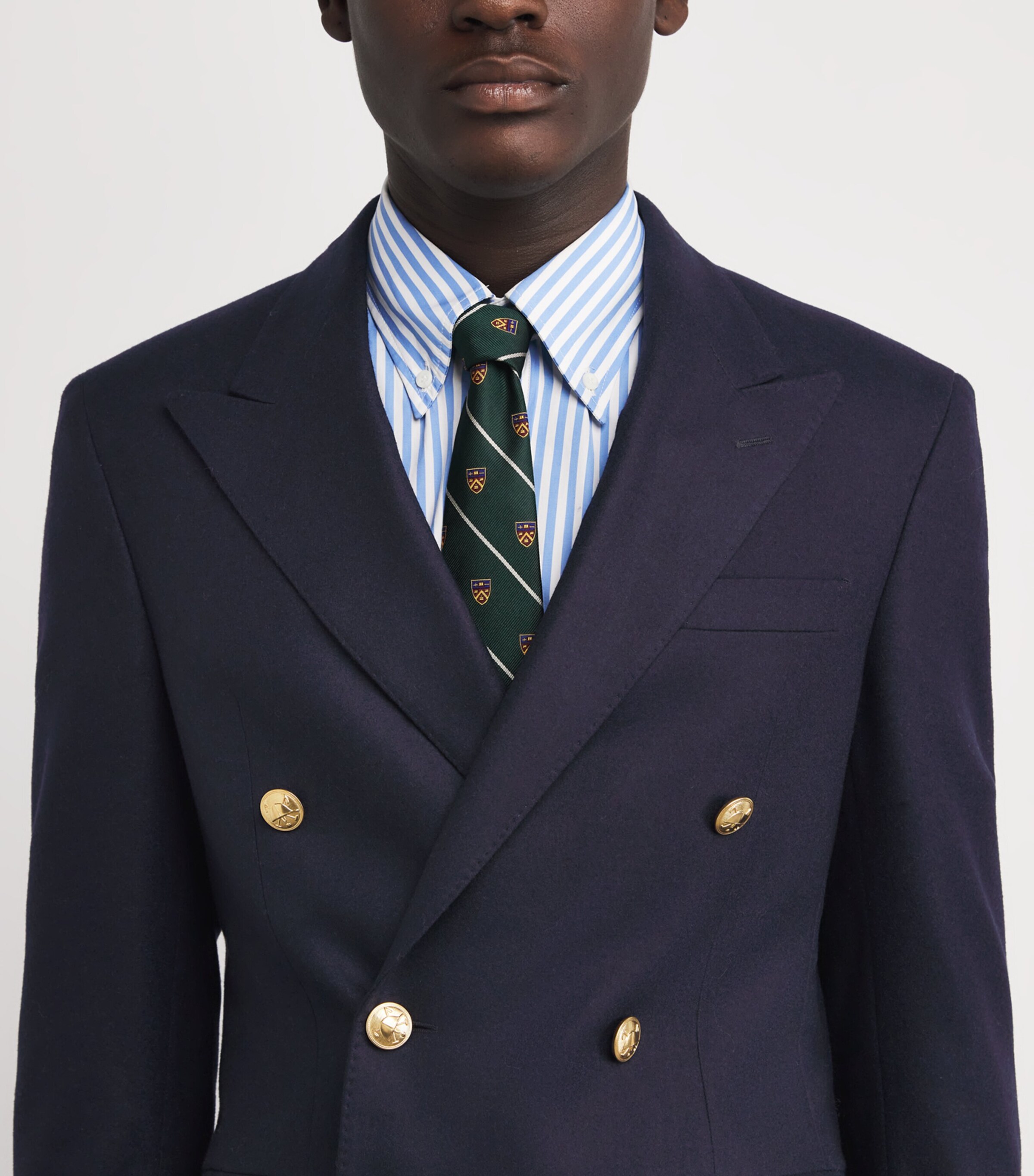 Polo Ralph Lauren Navy Wool Double-Breasted Blazer | Harrods UK