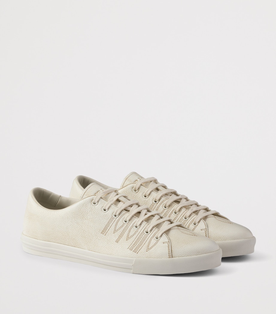 Leather Aged Low-Top Sneakers F0K74 Image 2
