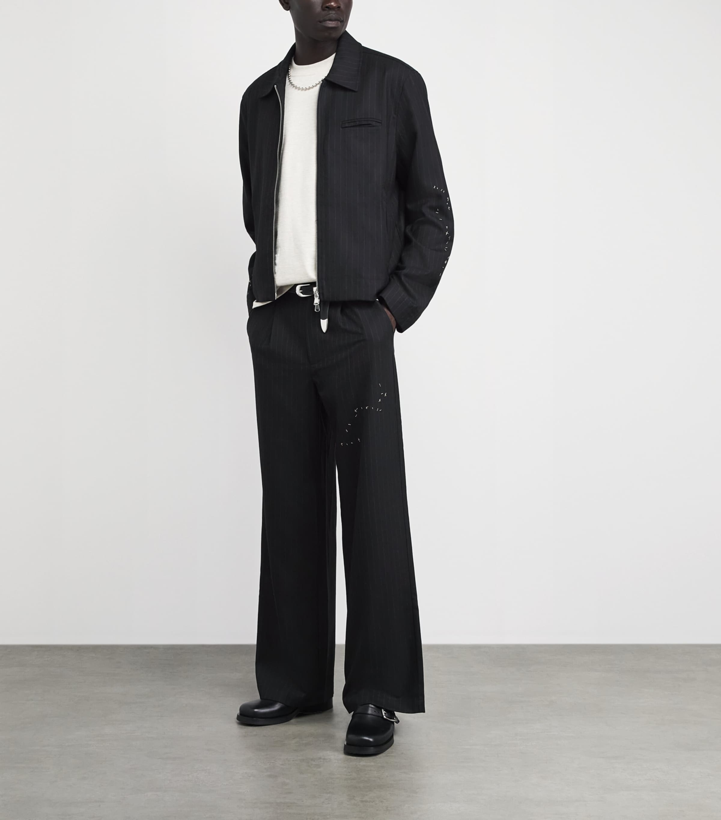 DOMREBEL Mens Pinstripe Backstage Trousers Black Image 2