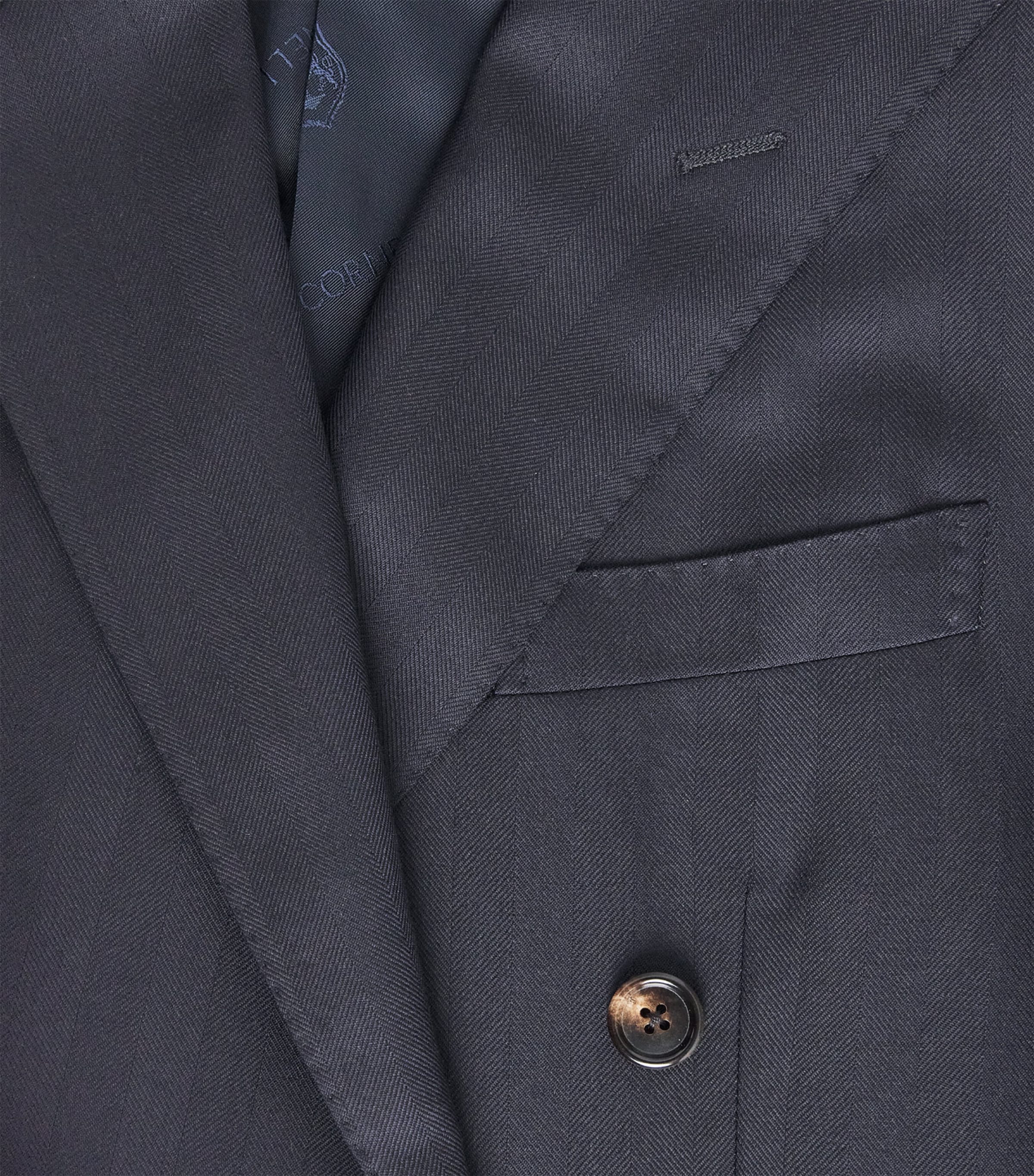 Corneliani Mens Wool Herringbone 2-Piece Suit Navy Blue Image 7