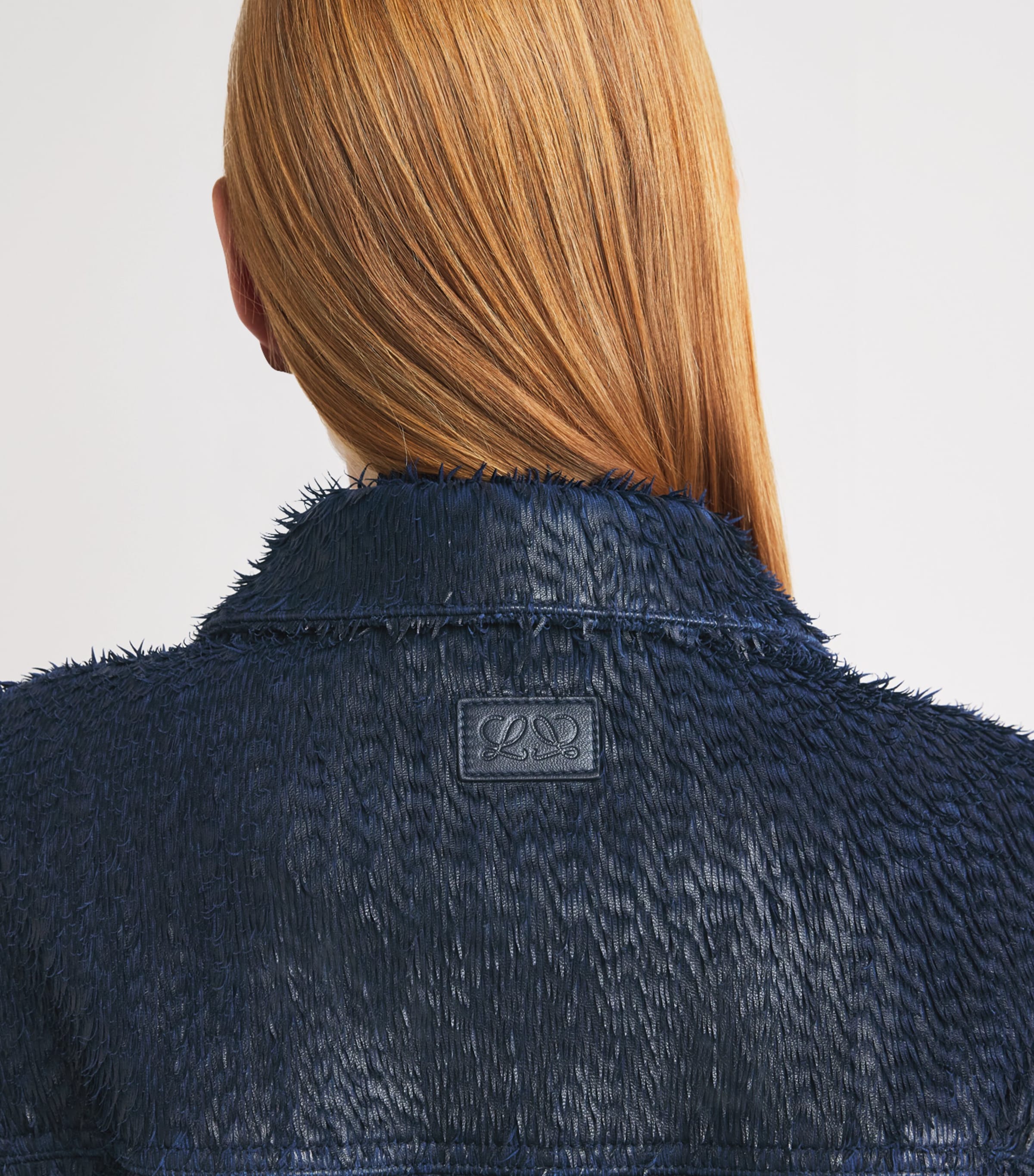 LOEWE Womens Lamb Leather Jacket Dark Blue Image 3