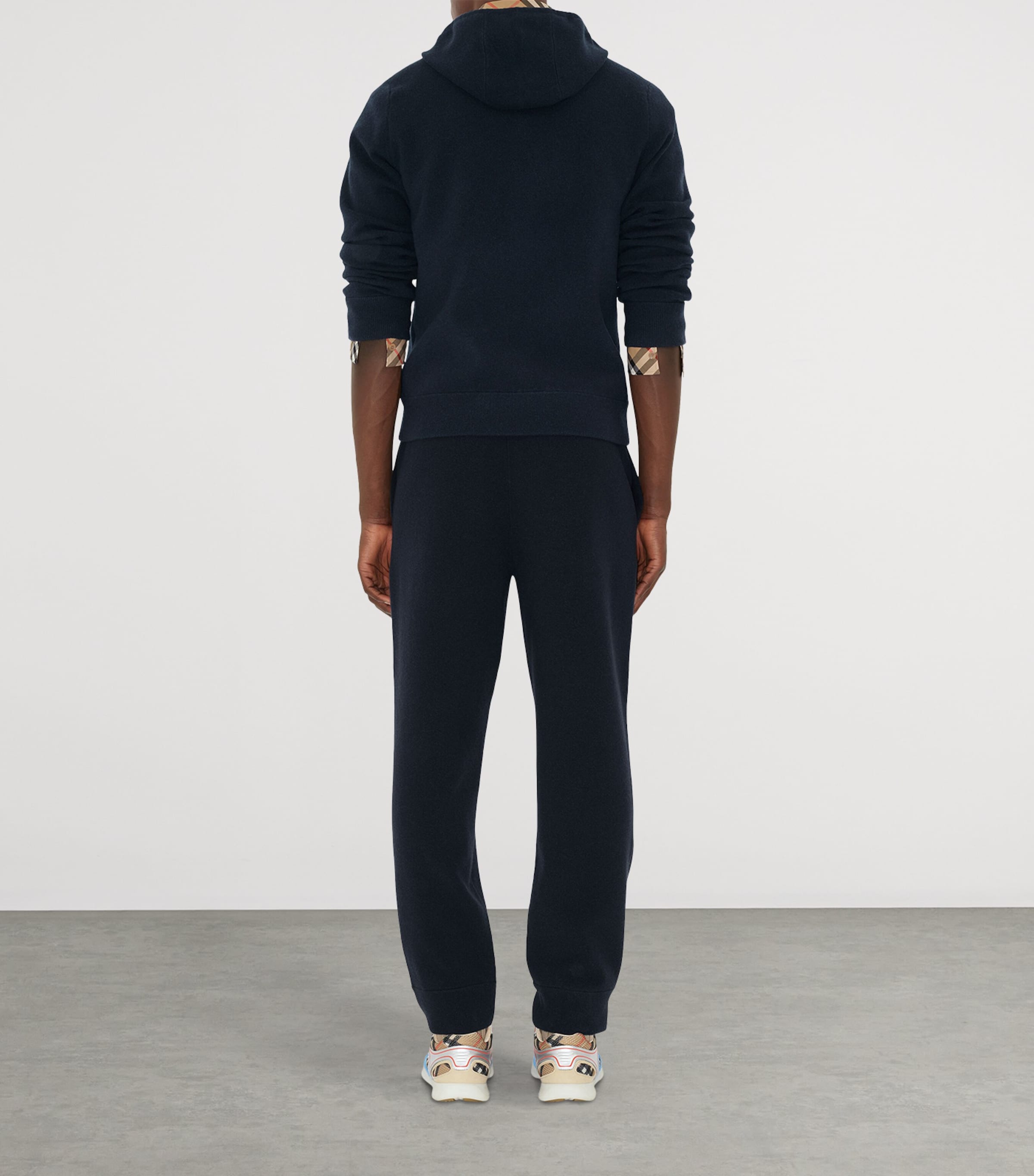 Cashmere-Blend Zip-Up Slim Hoodie NAVY Image 4