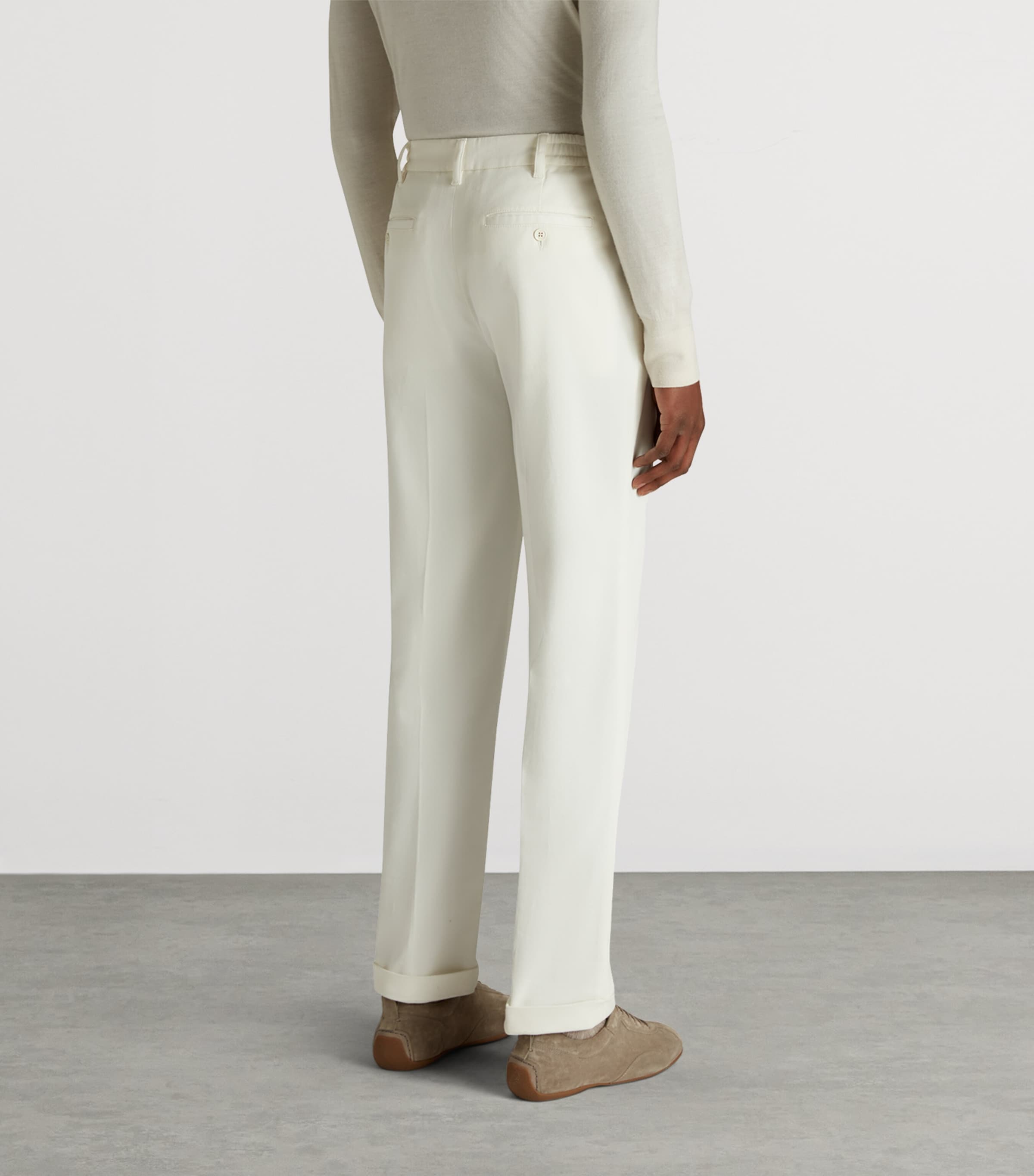 Stretch-Cotton Twill Double-Pleat Chinos 123OFF WHITE Image 4
