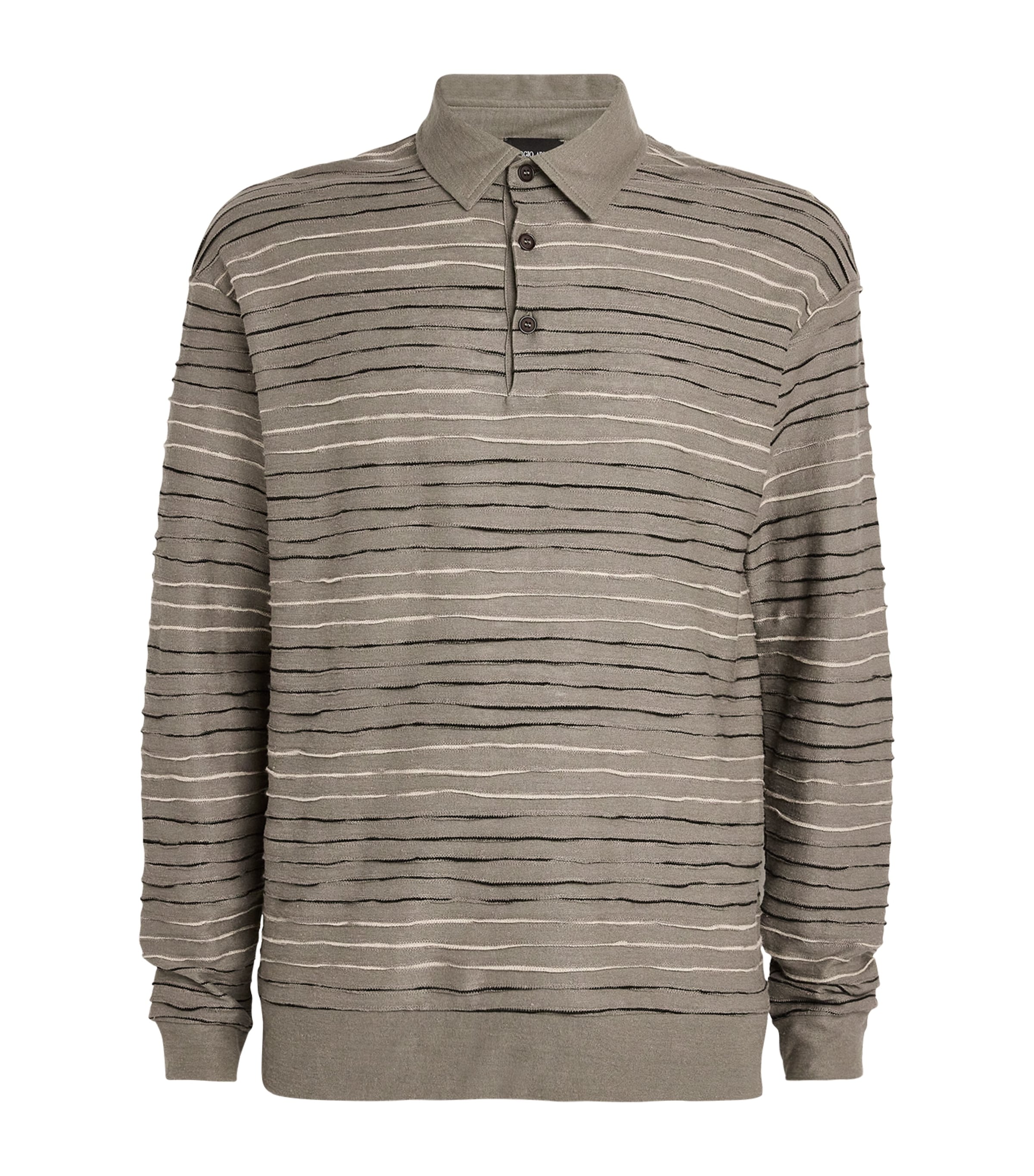 GIORGIO ARMANI LONG-SLEEVE STRIPED POLO SHIRT 