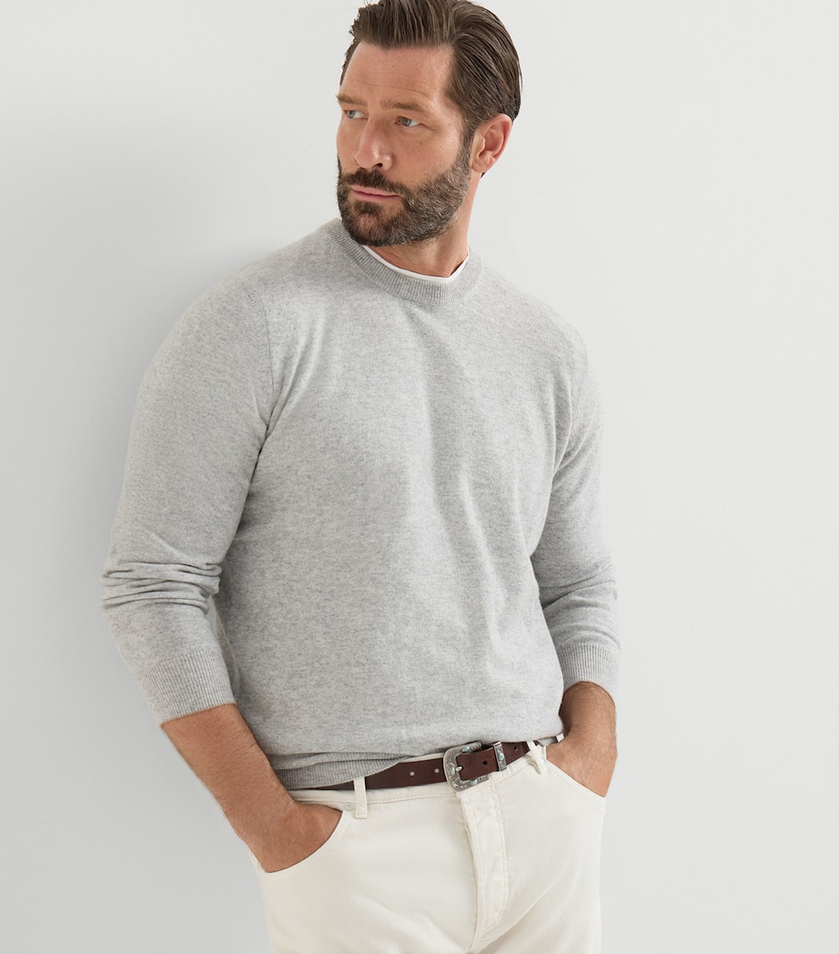 Brunello Cucinelli Mens Cashmere Crew-Neck Sweatshirt Image 4