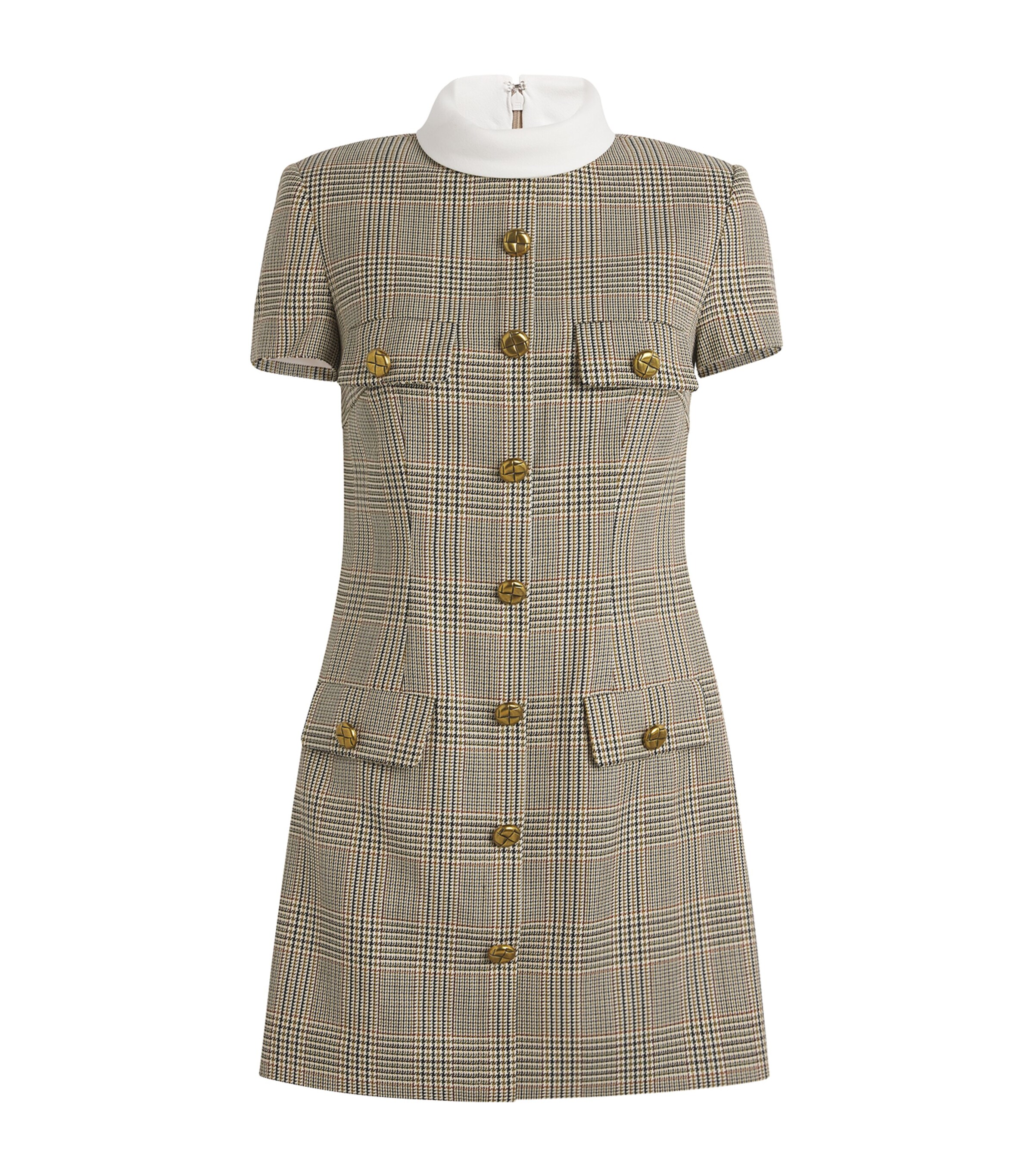 Self-Portrait Chequered Contrast-Collar Mini Dress | Harrods US