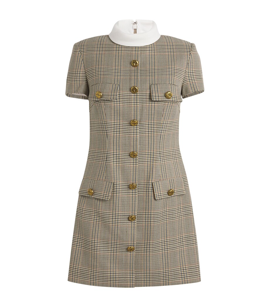 Self-Portrait Chequered Contrast-Collar Mini Dress | Harrods US
