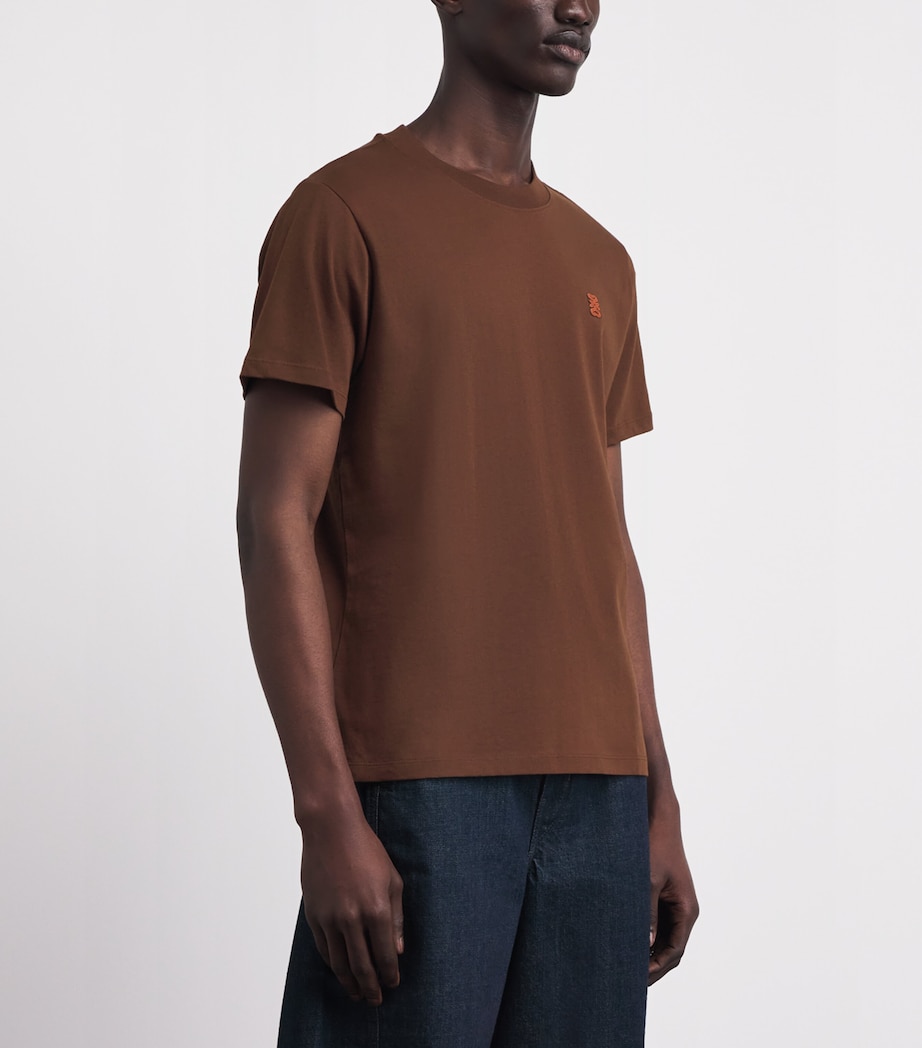Sandro Paris Mens Cotton Logo-Patch T-Shirt Ginger Bread Image 4