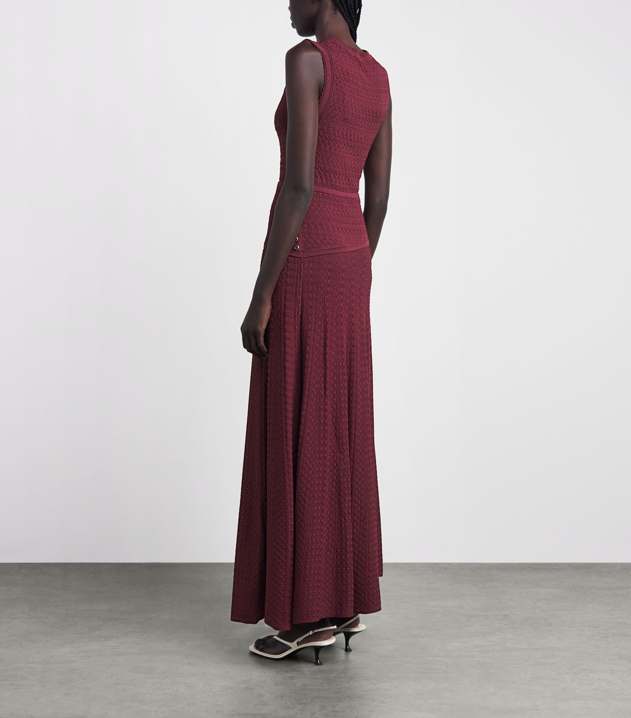 Sandro Paris Womens Pointelle Knit Maxi Dress Bordeaux Image 4
