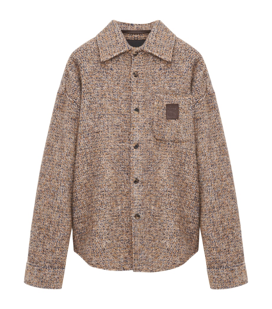 Wool-Blend Micro-Check Overshirt BEIGE/BLUE MELANGE Image 1