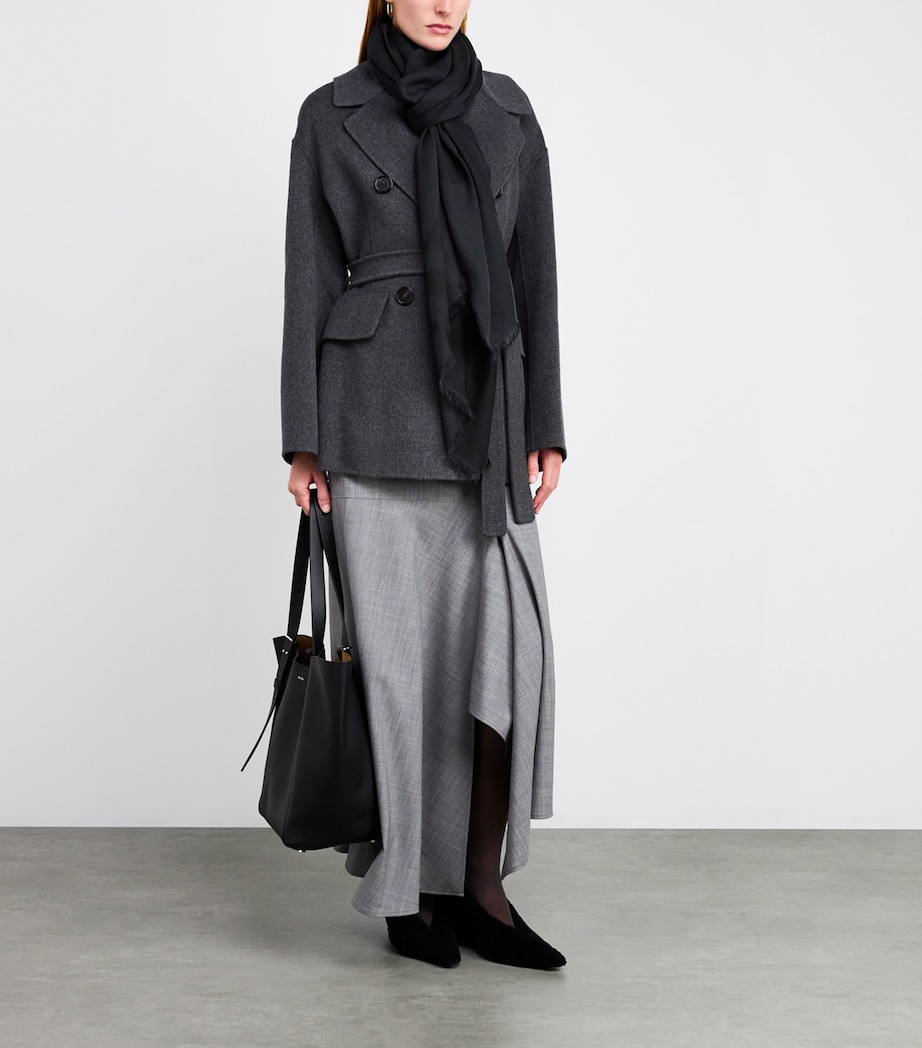 Silk-Cotton Jacquard Stole BLACK Image 3