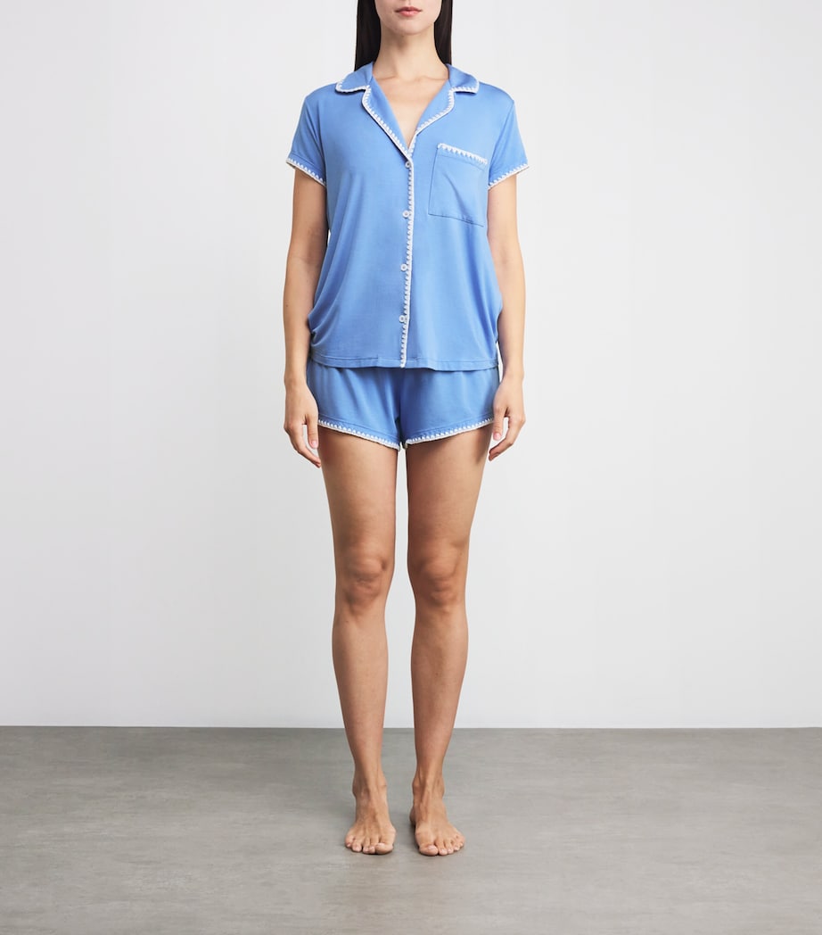 Frida Short Pyjama Set CO/WH CORNFLOWR BLUE Image 2