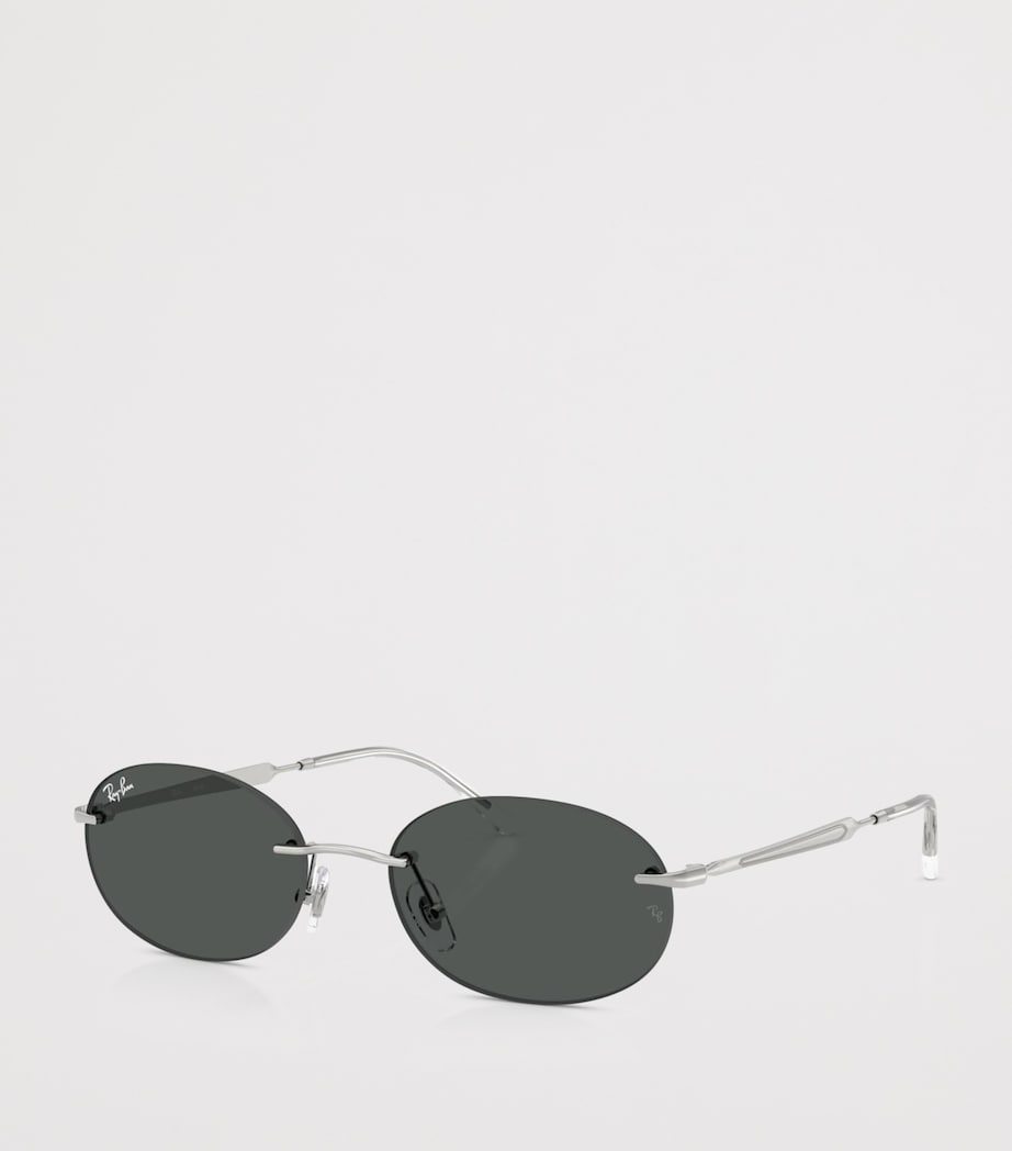 Ray-Ban RB3767 Metal Oval Sunglasses Silver Image 2