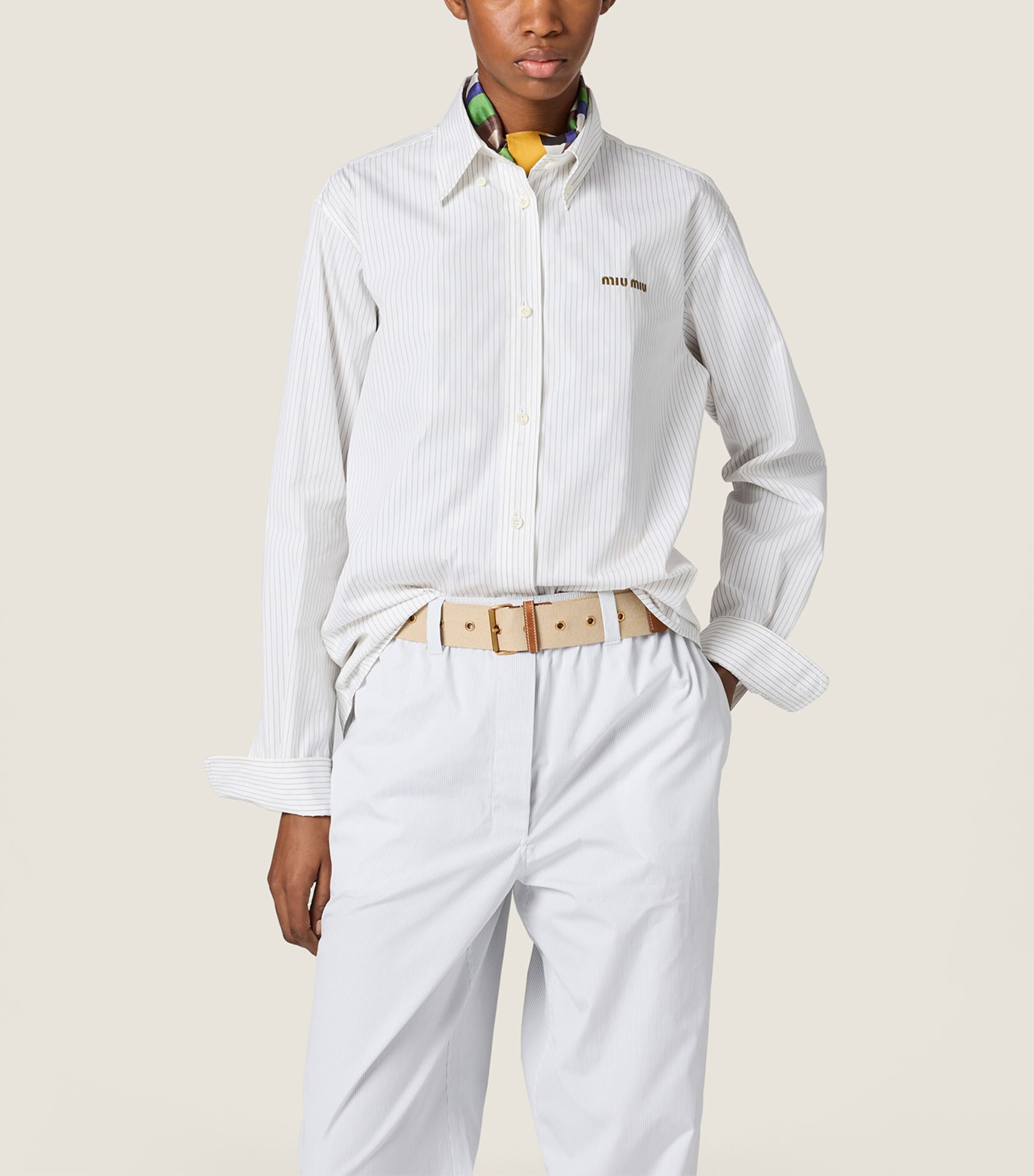 Miu Miu Womens Cotton Stripe Shirt Image 2