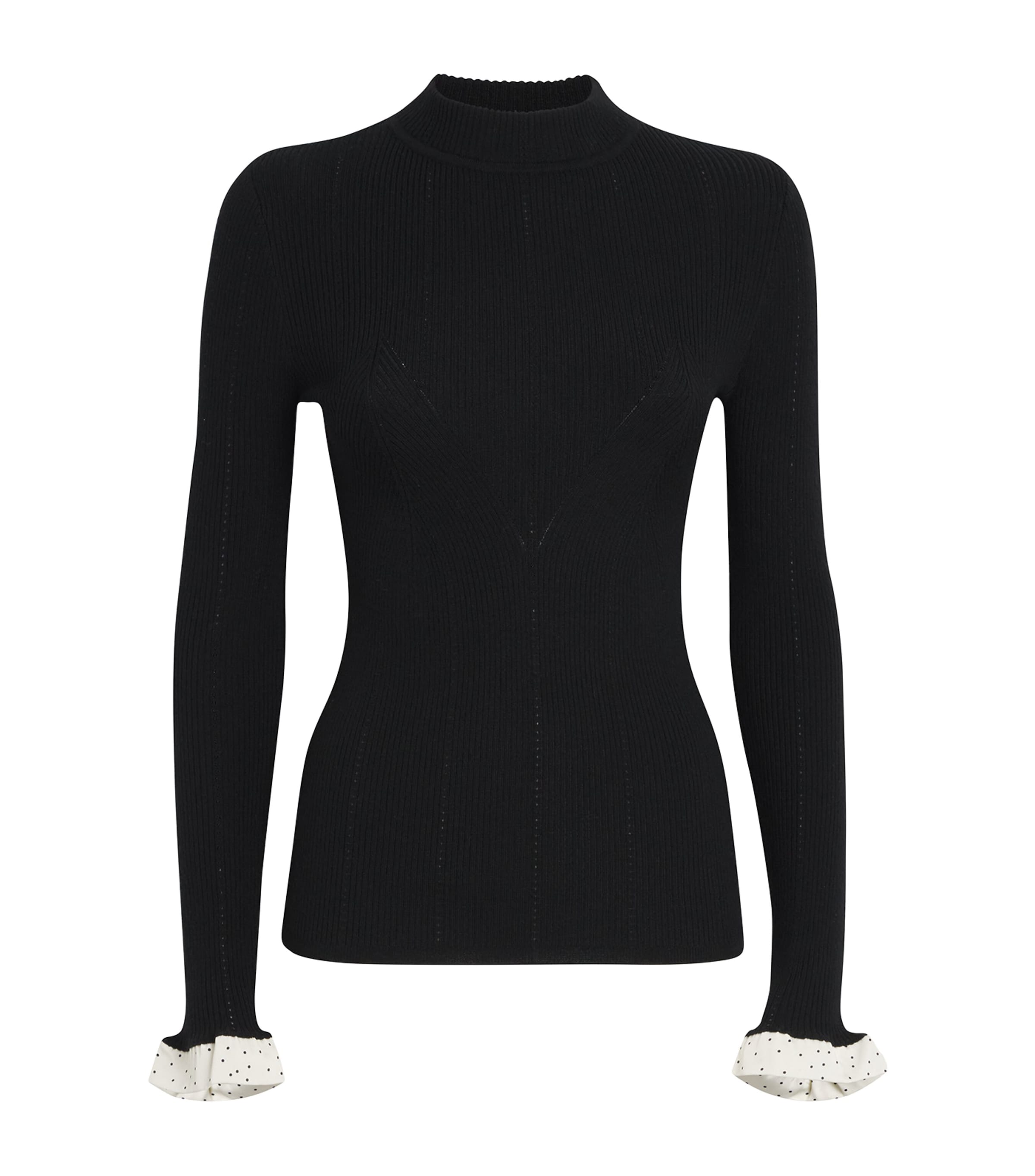 Claudie Pierlot Wool-blend Contrast-cuff Sweater In Black
