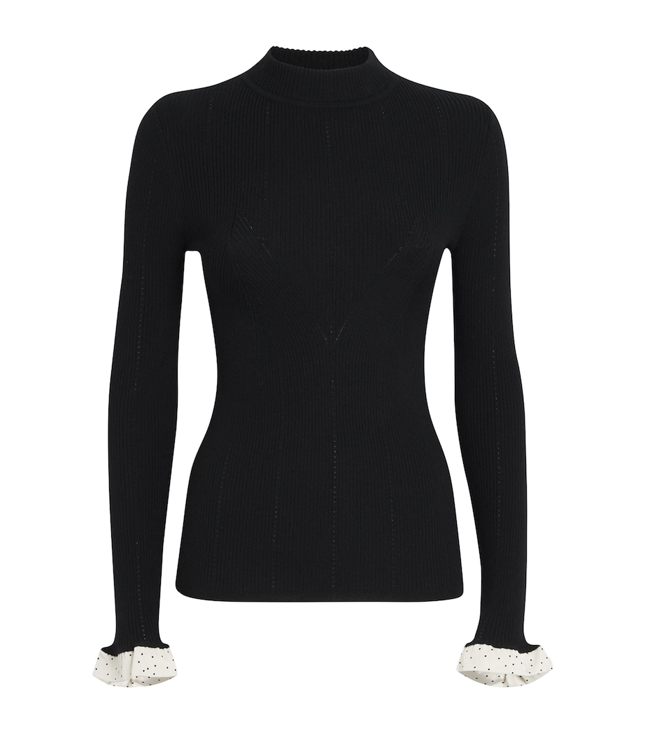 Wool-Blend Contrast-Cuff Sweater BLACK Image 1