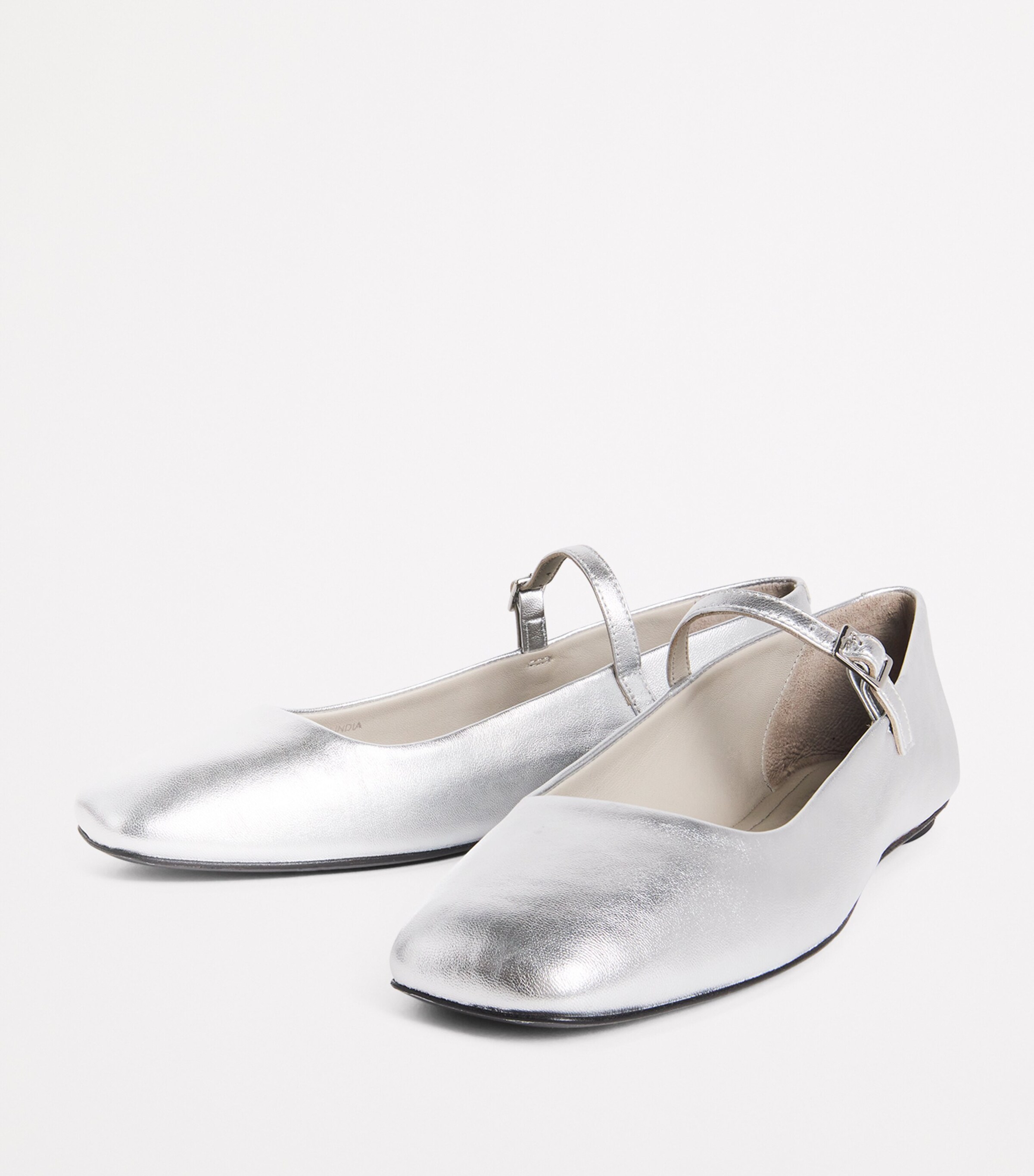 Metallic Leather Ballet Flats ICE Image 3
