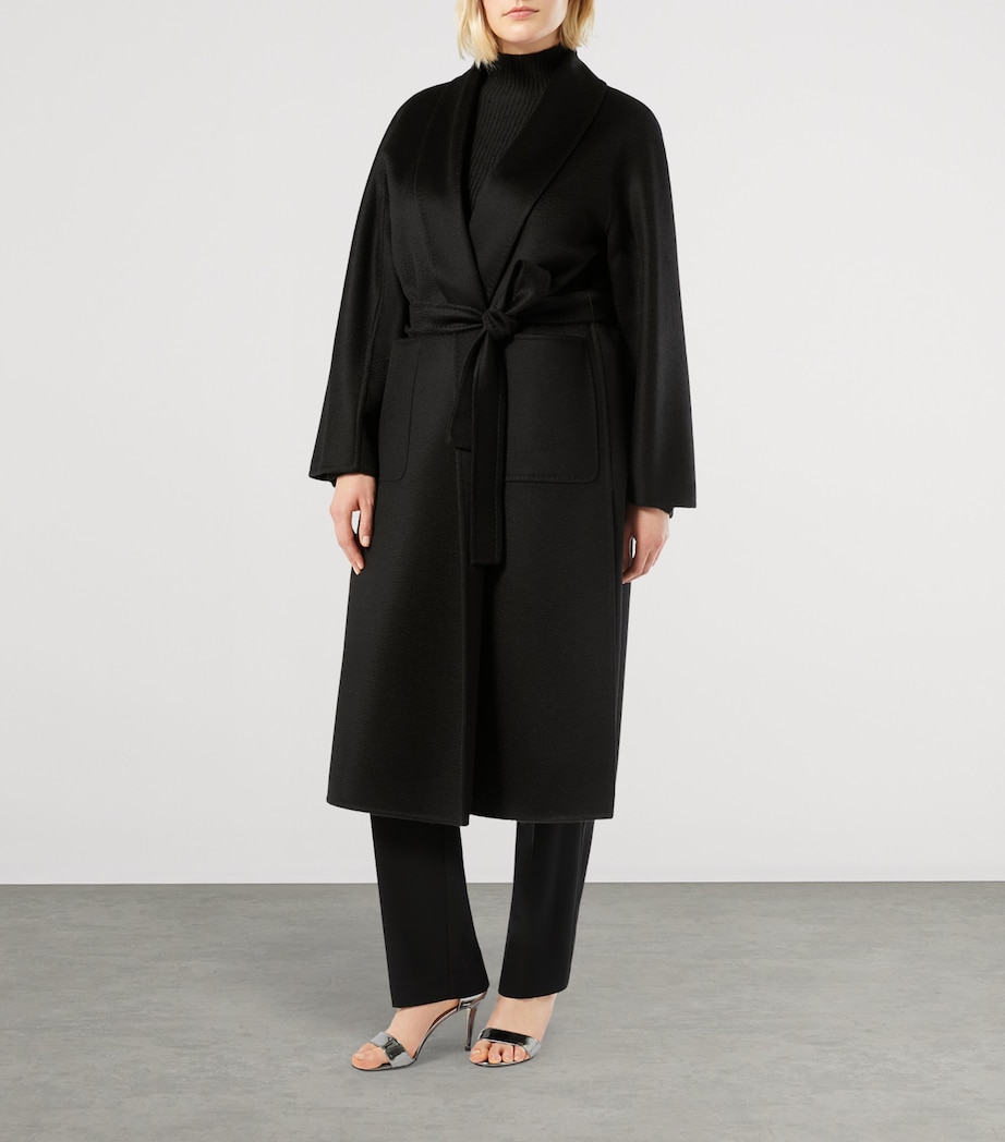 Cashmere Longline Wrap Coat BLACK Image 2