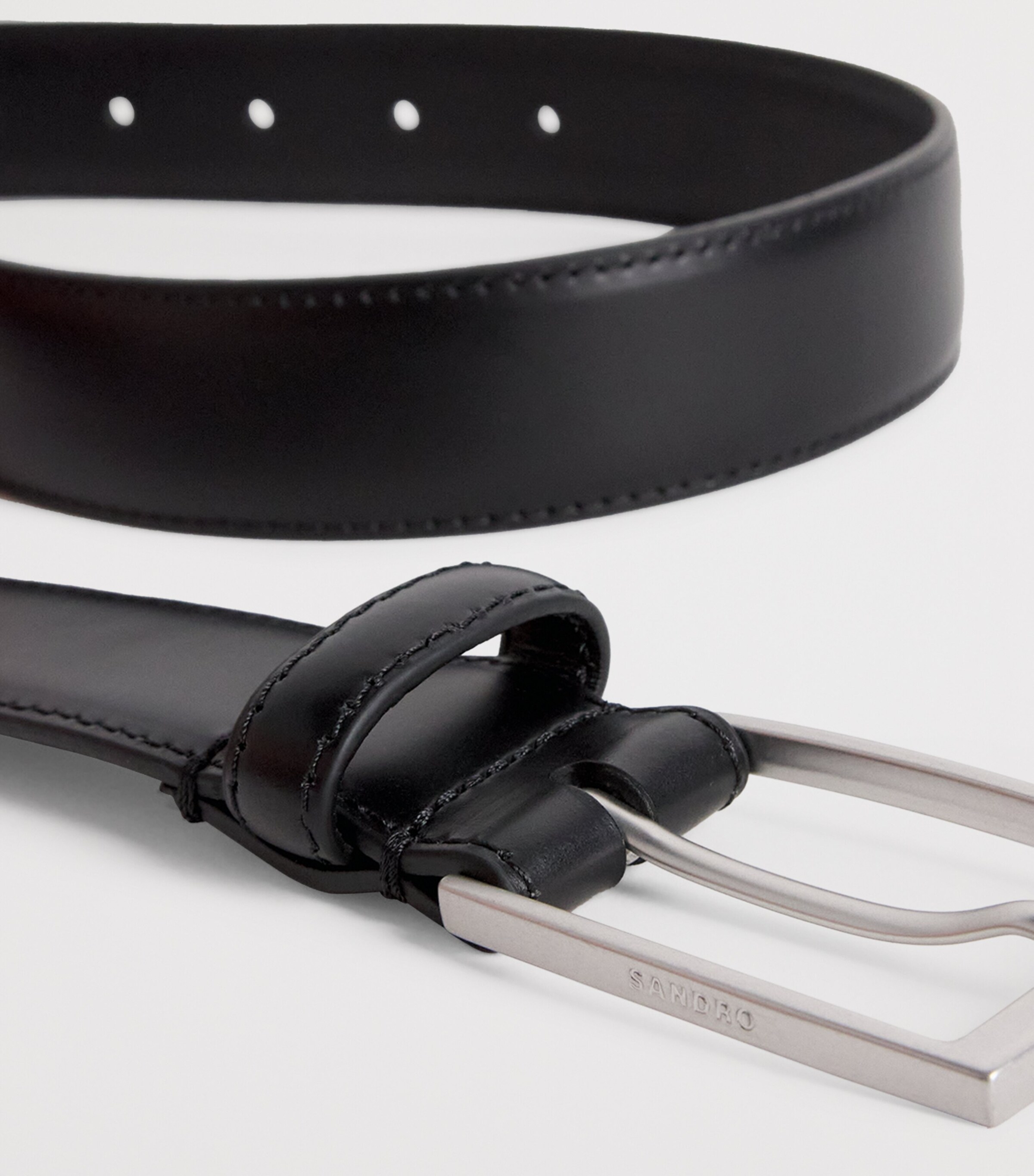 Sandro Paris Leather Buckle Belt Black Image 3