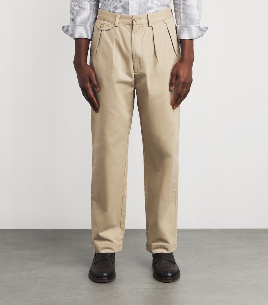 Cotton Pleated Whitman Chinos KHAKI Image 3