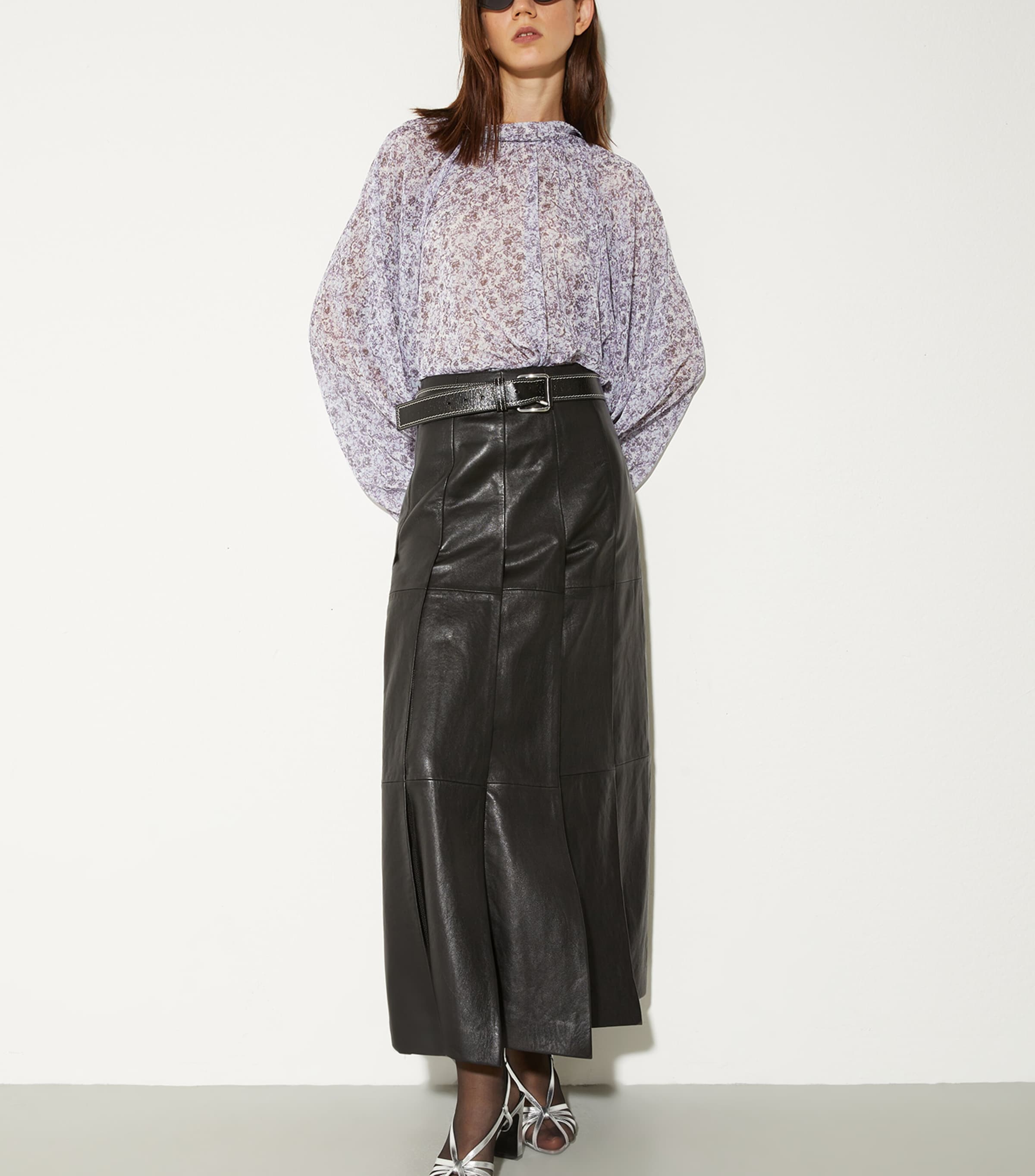 MAX&Co. Womens Crepe Printed Blouse Aubergine Image 5
